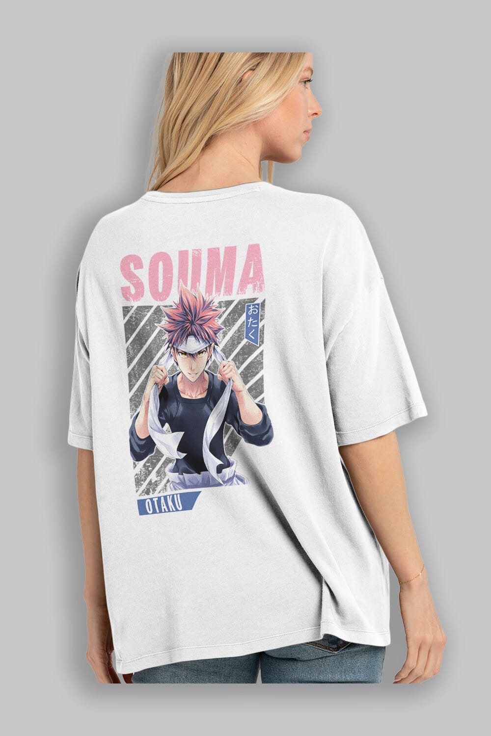 Souma Yukihira 8 Anime Arka Baskılı Oversize t-shirt Erkek Kadın Unisex