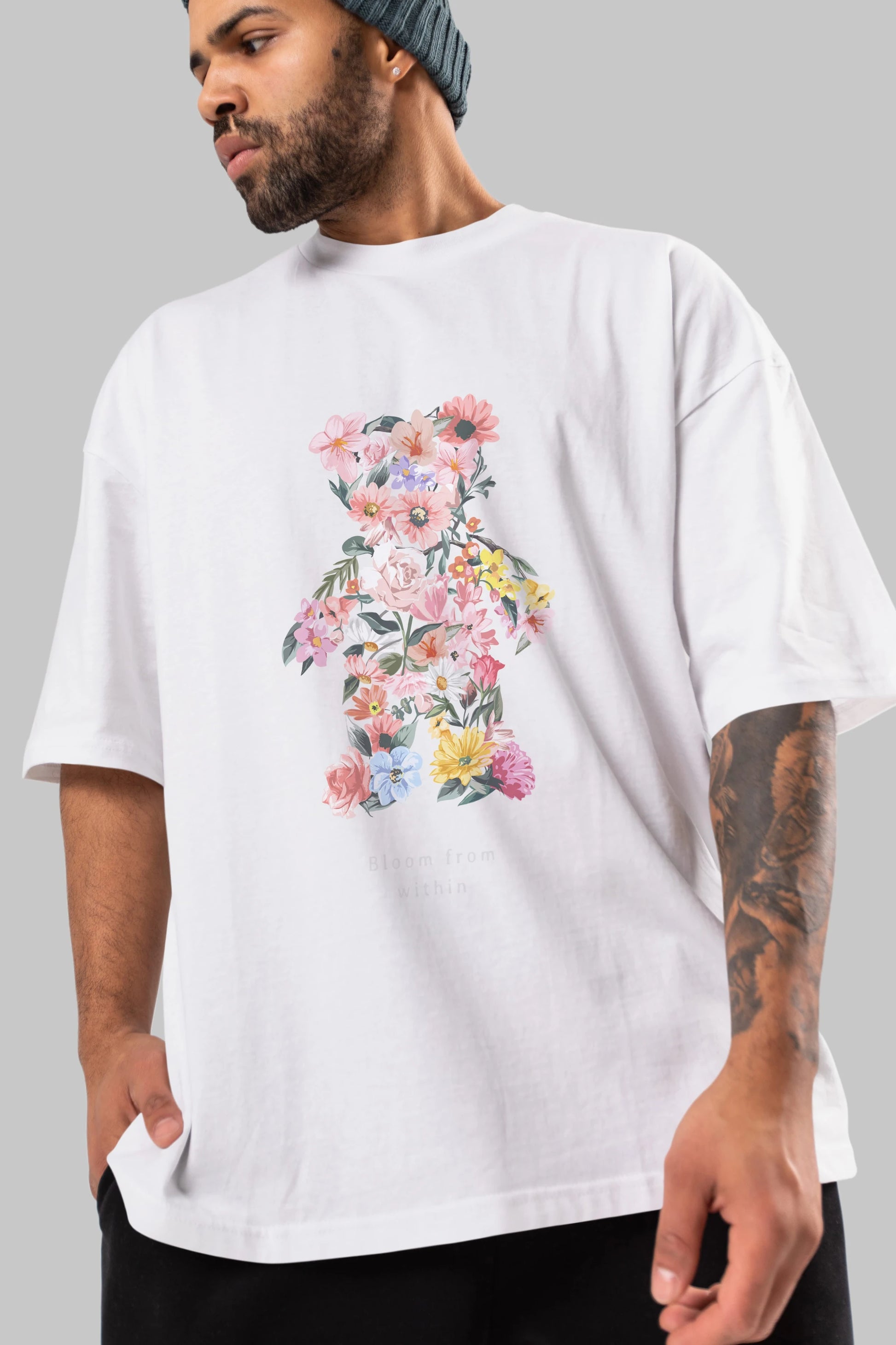 Bloom from Bear Ön Baskılı Oversize t-shirt Erkek Kadın Unisex