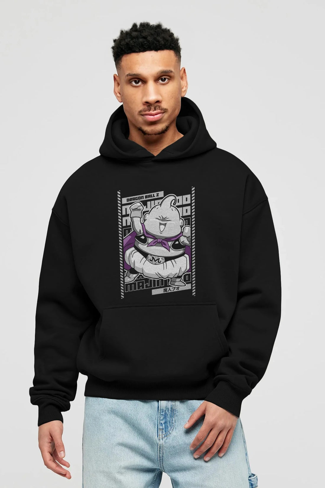 MAJIN BOO2 Anime Ön Baskılı Hoodie Oversize Kapüşonlu Sweatshirt Erkek Kadın Unisex
