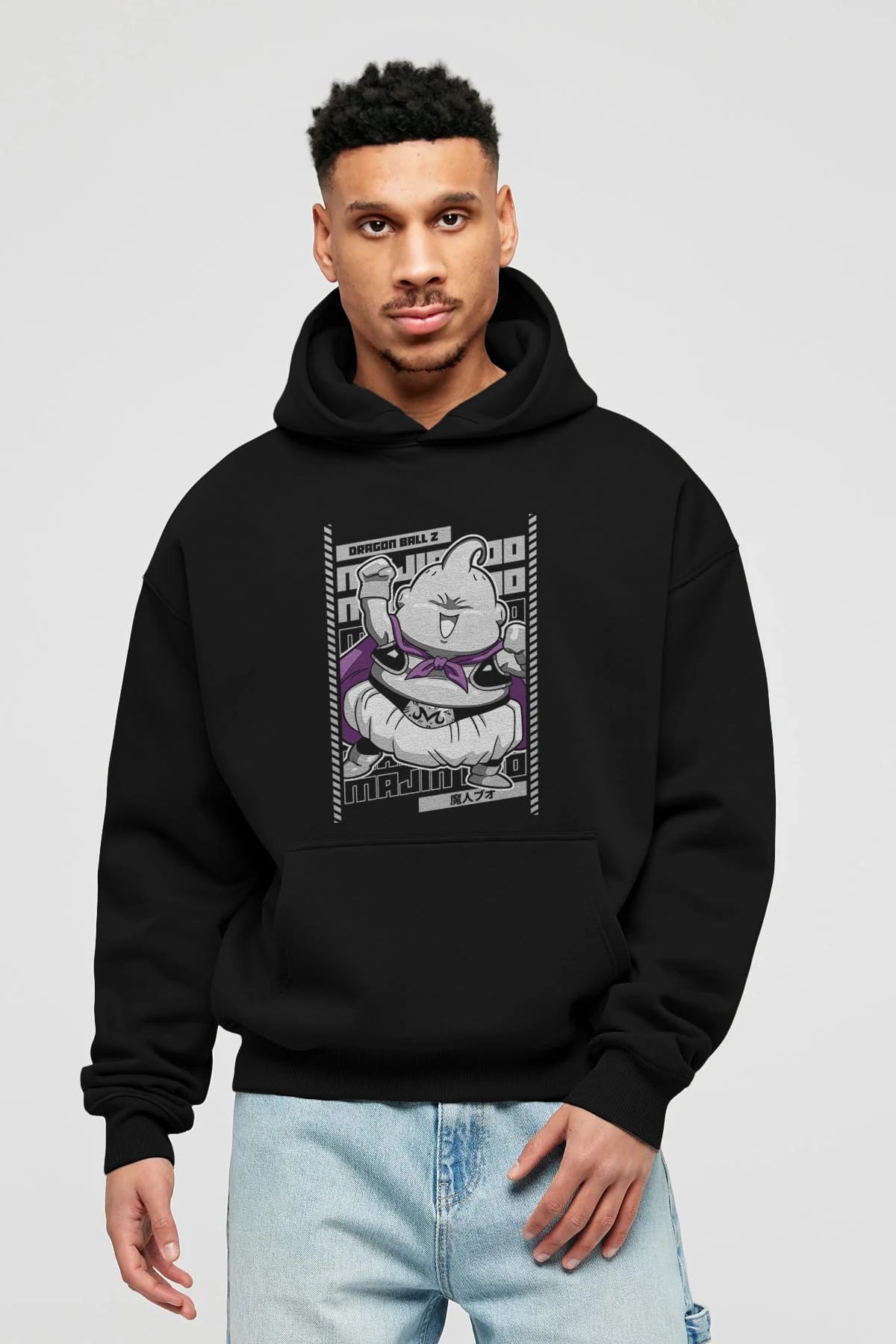 MAJIN BOO2 Anime Ön Baskılı Hoodie Oversize Kapüşonlu Sweatshirt Erkek Kadın Unisex