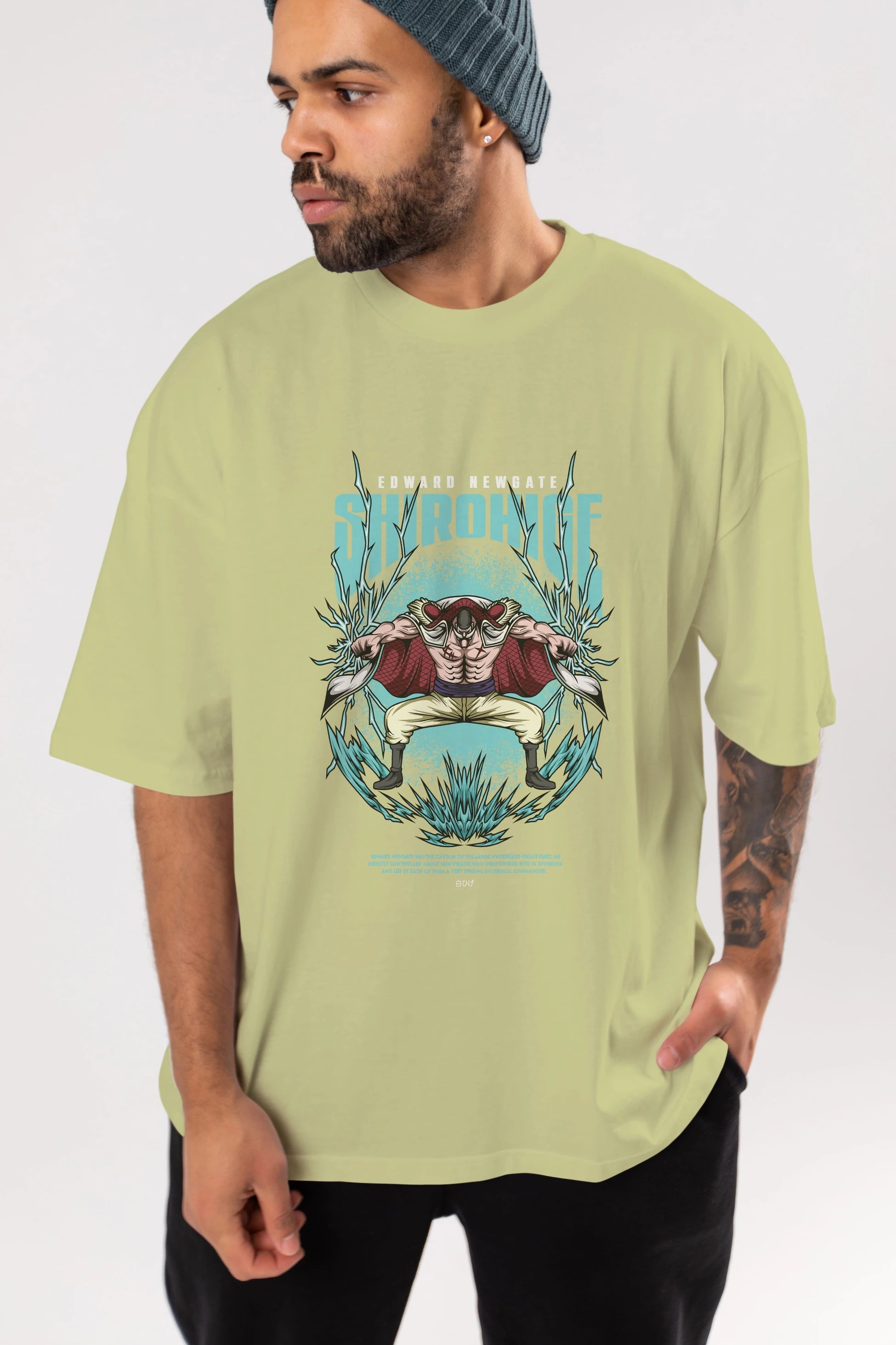 Shirohige Anime Ön Baskılı Oversize t-shirt %100 pamuk Erkek Kadın Unisex