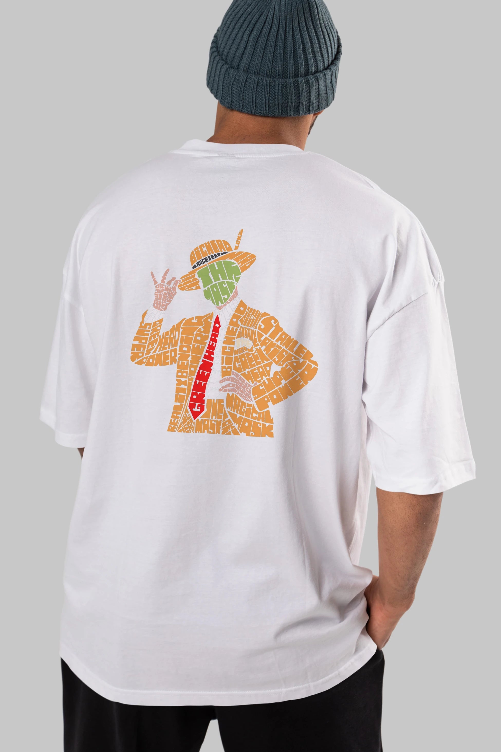 The Mask Arka Baskılı Oversize t-shirt %100 pamuk Erkek Kadın Unisex