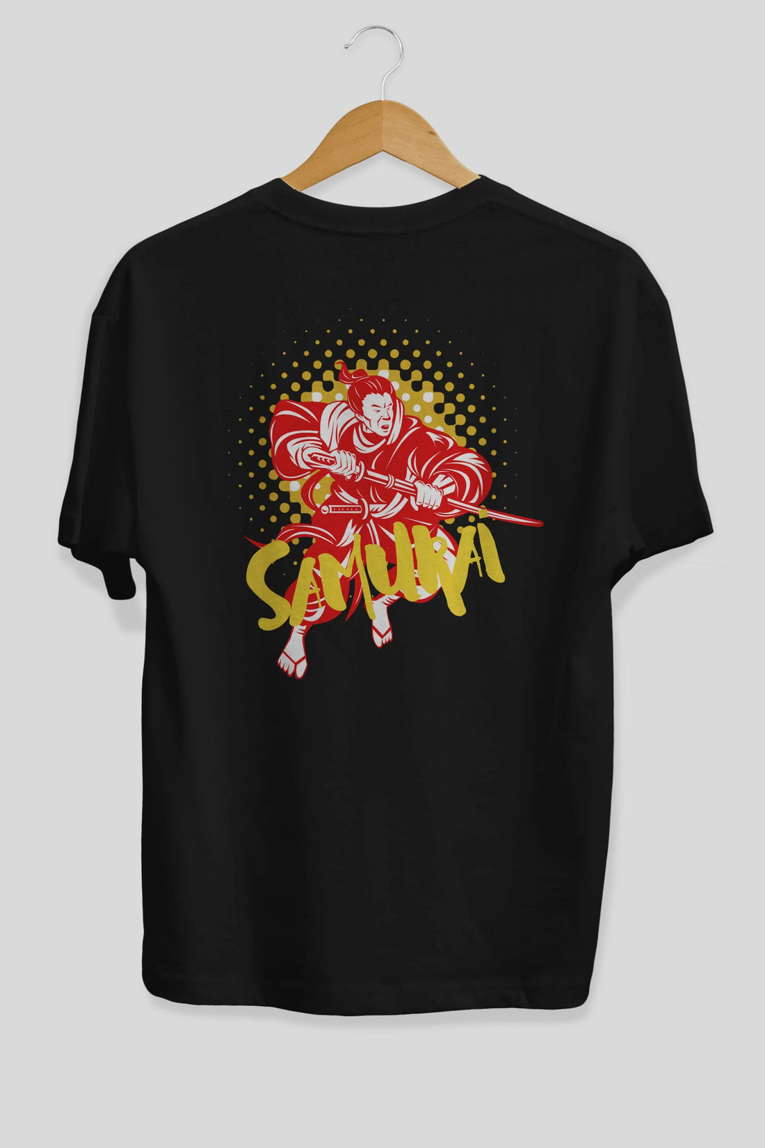 Samurai Arka Baskılı Oversize t-shirt Erkek Kadın Unisex