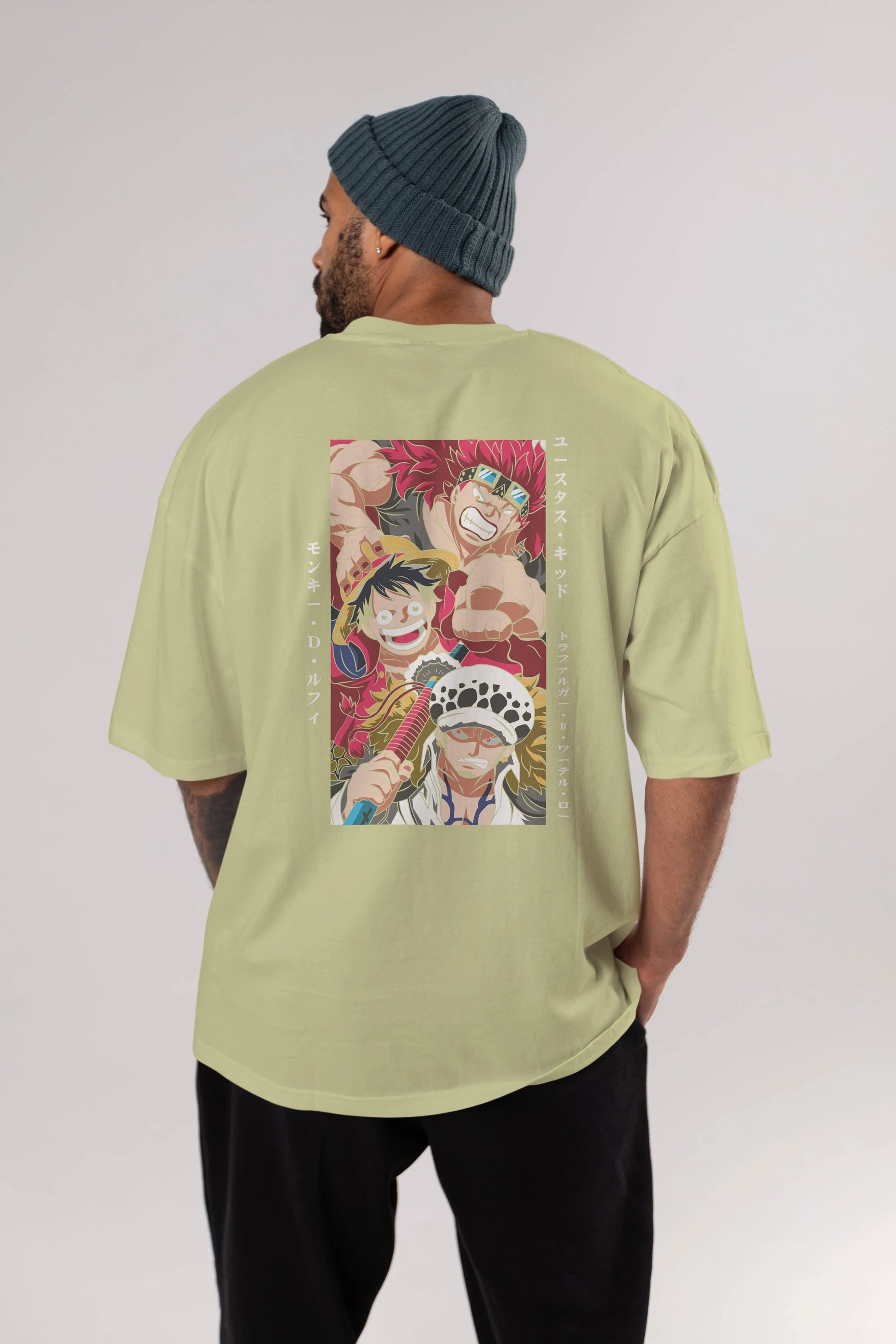 SUPER NOVAS one piece Anime Arka Baskılı Oversize t-shirt Erkek Kadın Unisex