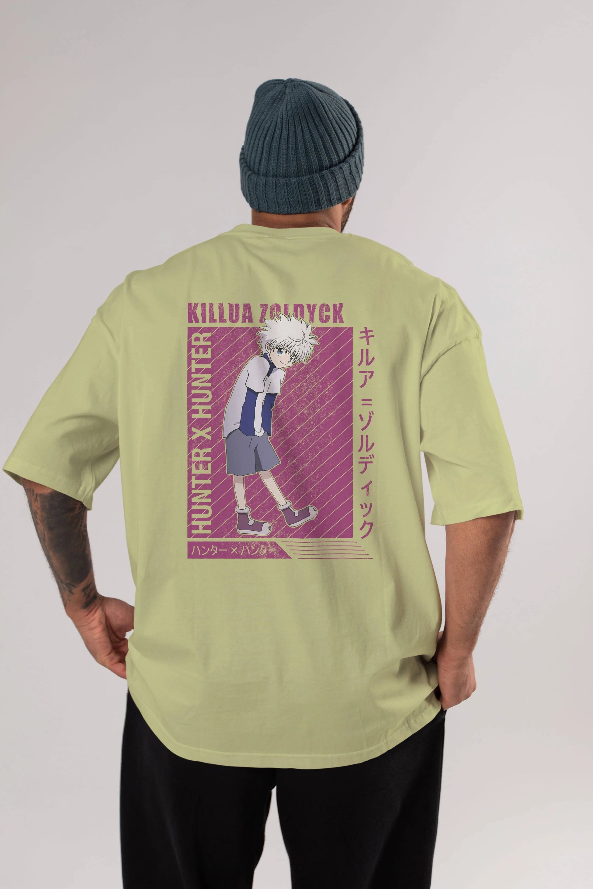 Killua Zoldyck 3 1 Anime Arka Baskılı Oversize t-shirt Erkek Kadın Unisex