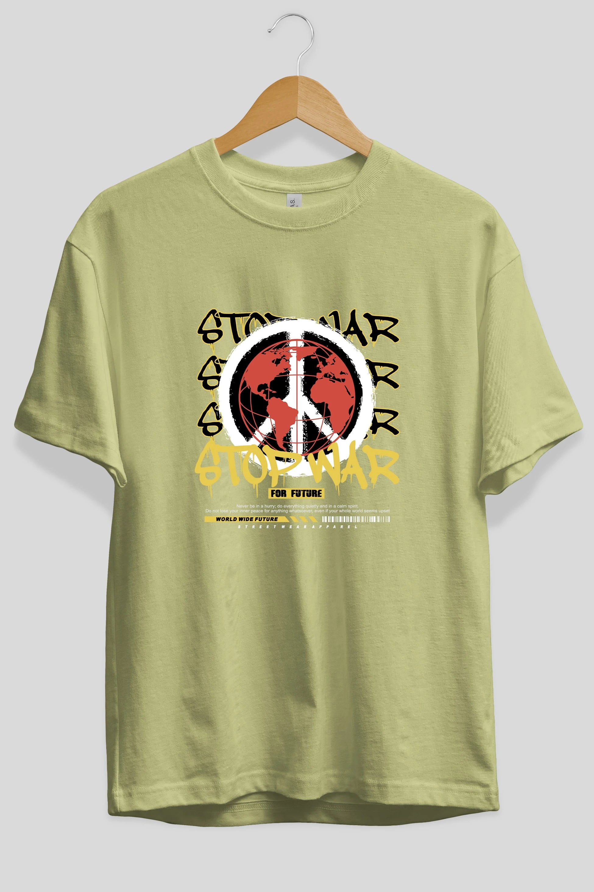 Stop War for Future Ön Baskılı Oversize t-shirt Erkek Kadın Unisex