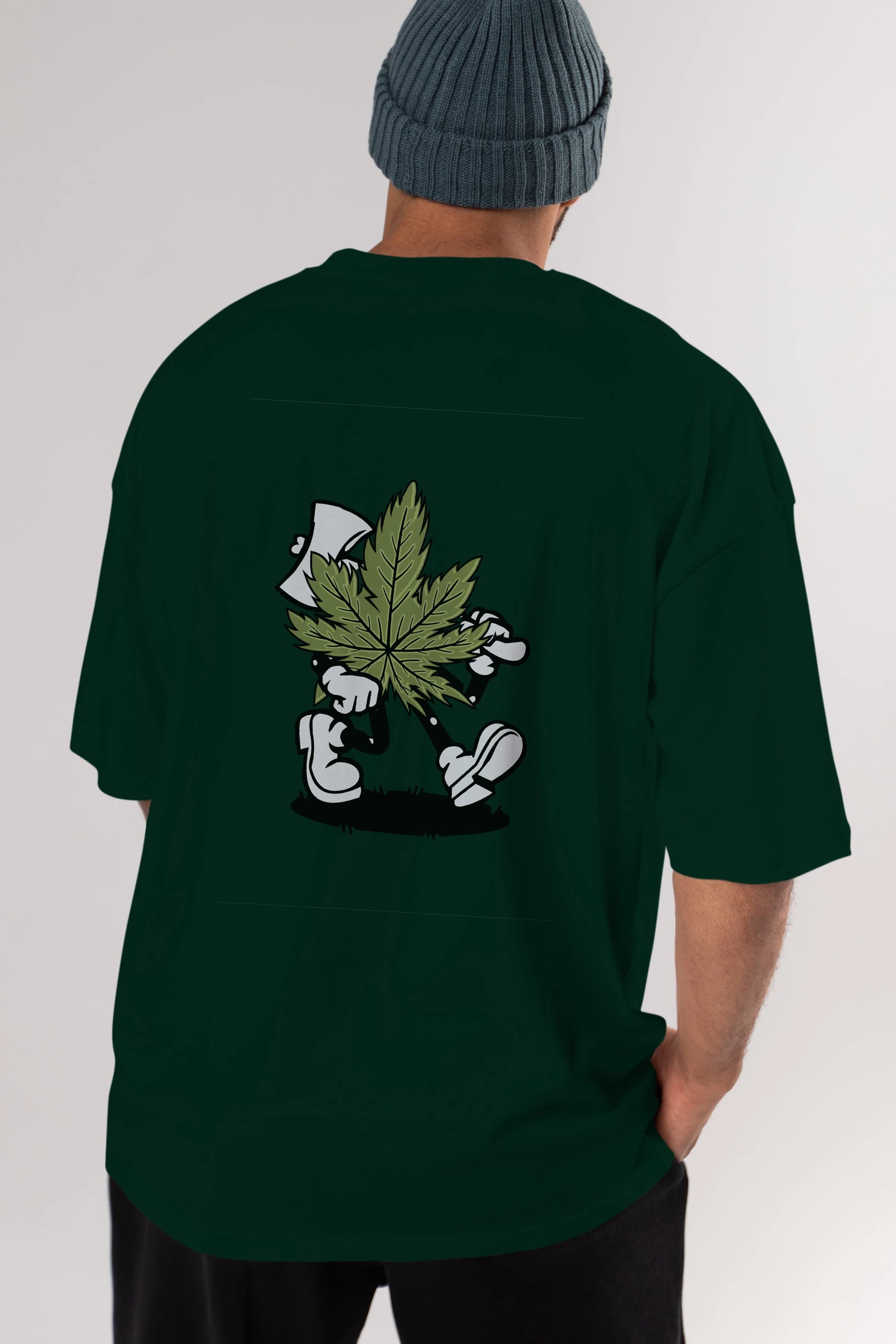 Weed Arka Baskılı Oversize t-shirt Erkek Kadın Unisex %100 Pamuk tişort