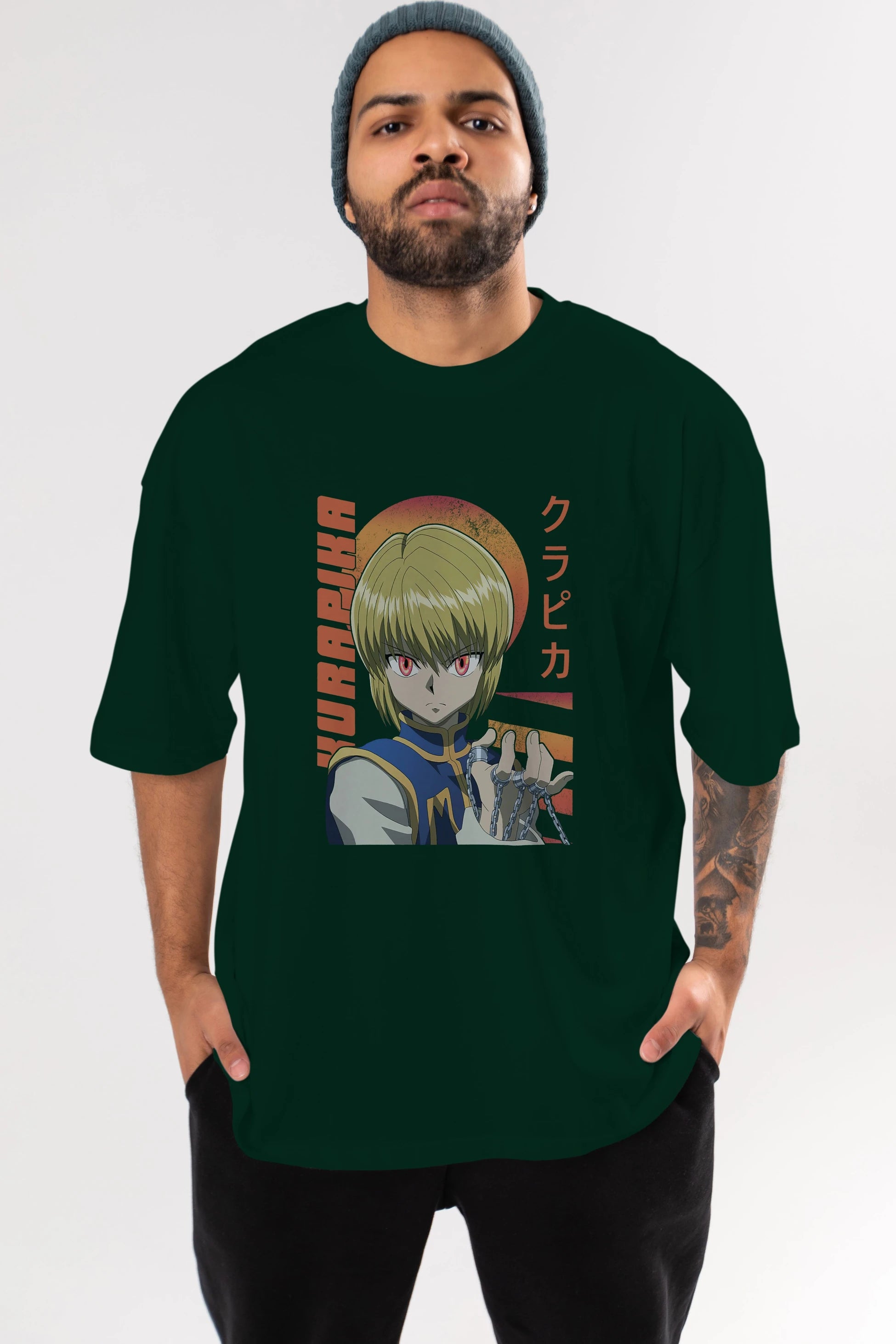 Kurapika 5 (2) Anime Ön Baskılı Oversize t-shirt %100 pamuk Erkek Kadın Unisex