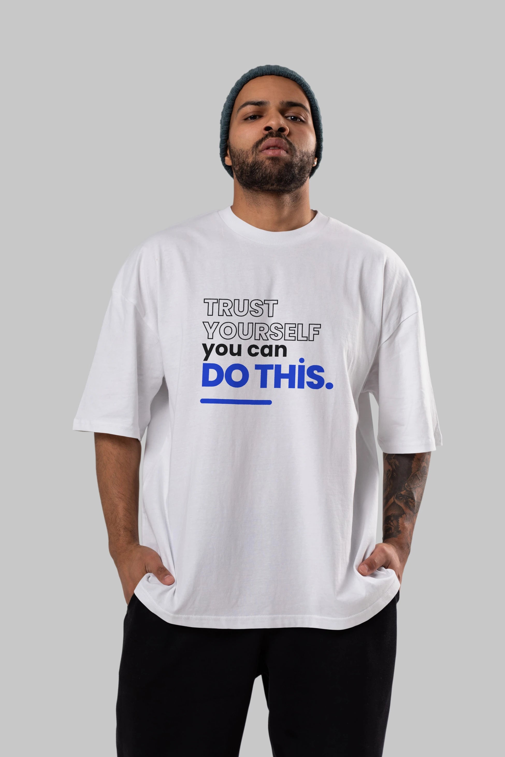 Trust Yourself Yazılı Ön Baskılı Oversize t-shirt Erkek Kadın Unisex