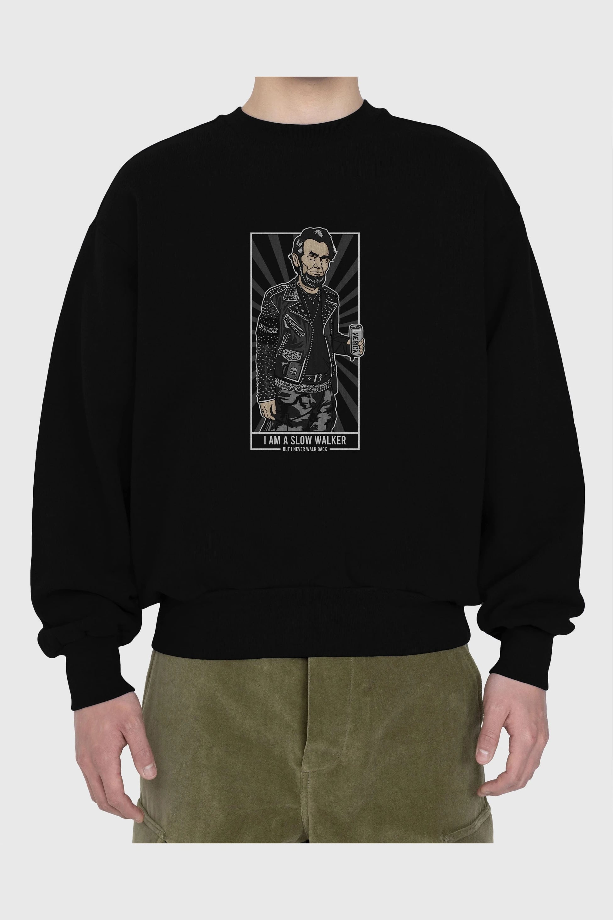 Lincoln Street Punk Ön Baskılı Oversize Sweatshirt Erkek Kadın Unisex