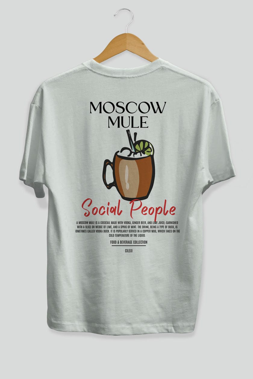 Moscow Mule Kokteyl Serisi Baskılı Oversize t-shirt Erkek Kadın Unisex %100 Pamuk Bisiklet Yaka tişort