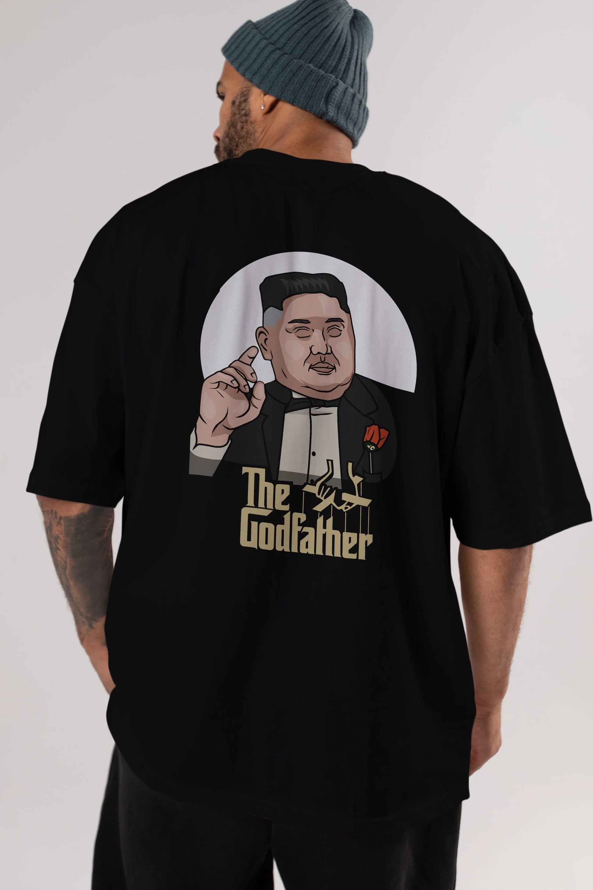 Godfather Jong Un Arka Baskılı Oversize t-shirt Erkek Kadın Unisex %100 Pamuk tişort