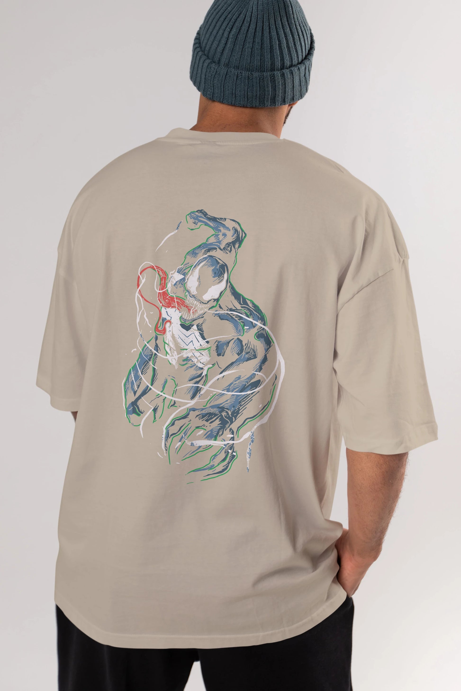 Venom (5) Arka Baskılı Oversize t-shirt Erkek Kadın Unisex %100 Pamuk Bisiklet Yaka tişort
