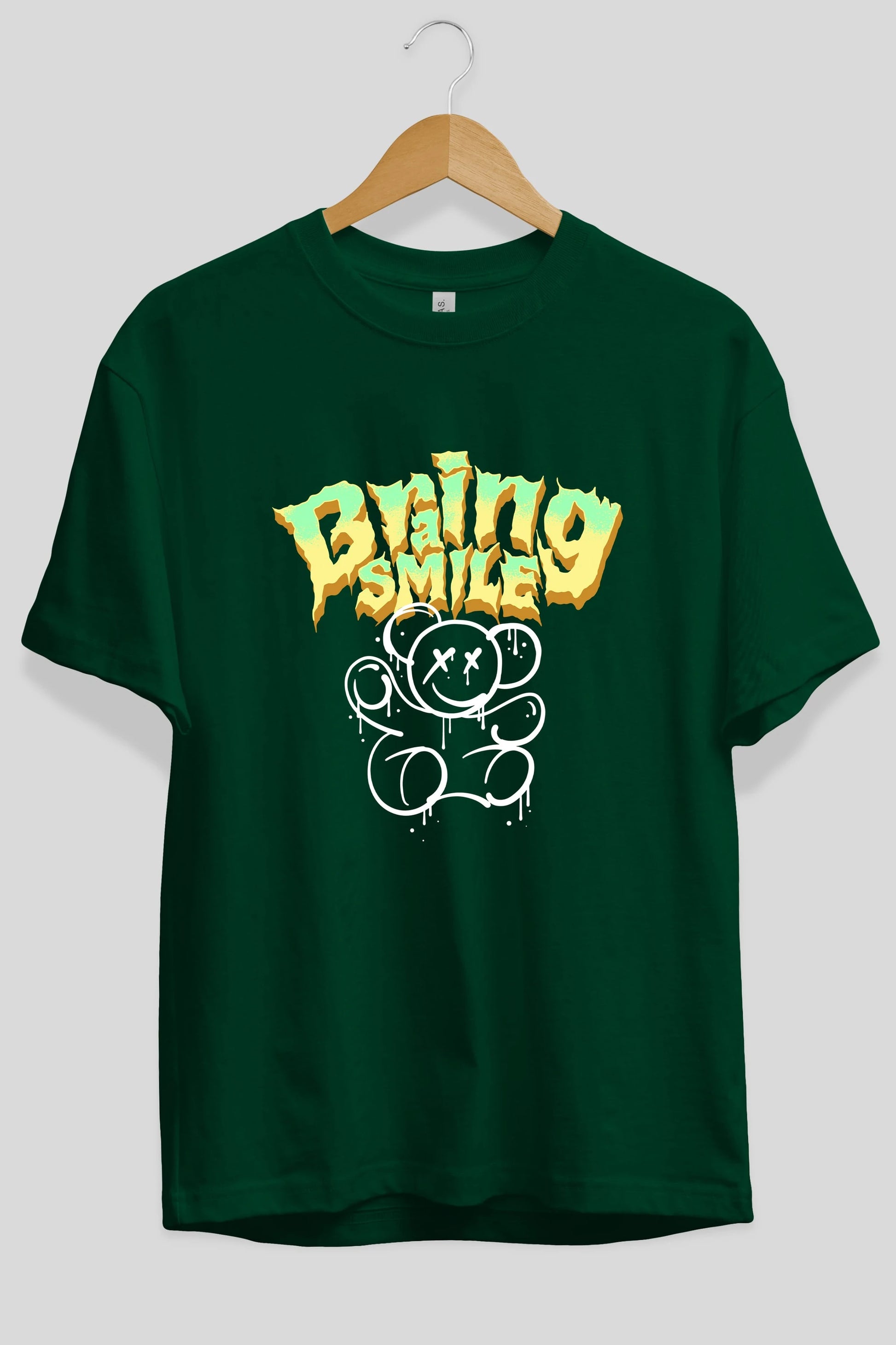 Teddy Bear Braing Smile Ön Baskılı Oversize t-shirt Erkek Kadın Unisex