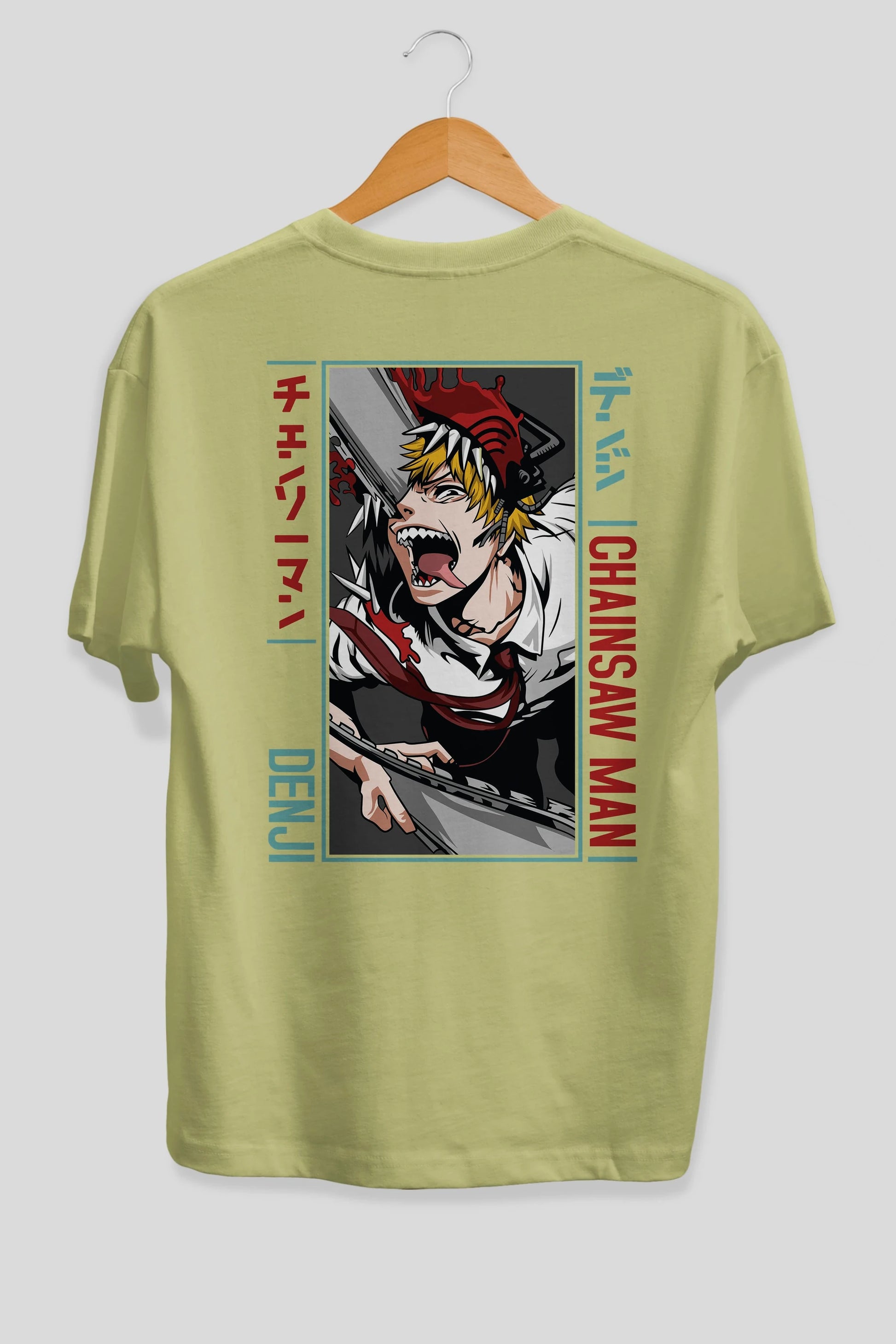Denji Chainsaw Man Anime Arka Baskılı Oversize t-shirt Erkek Kadın Unisex