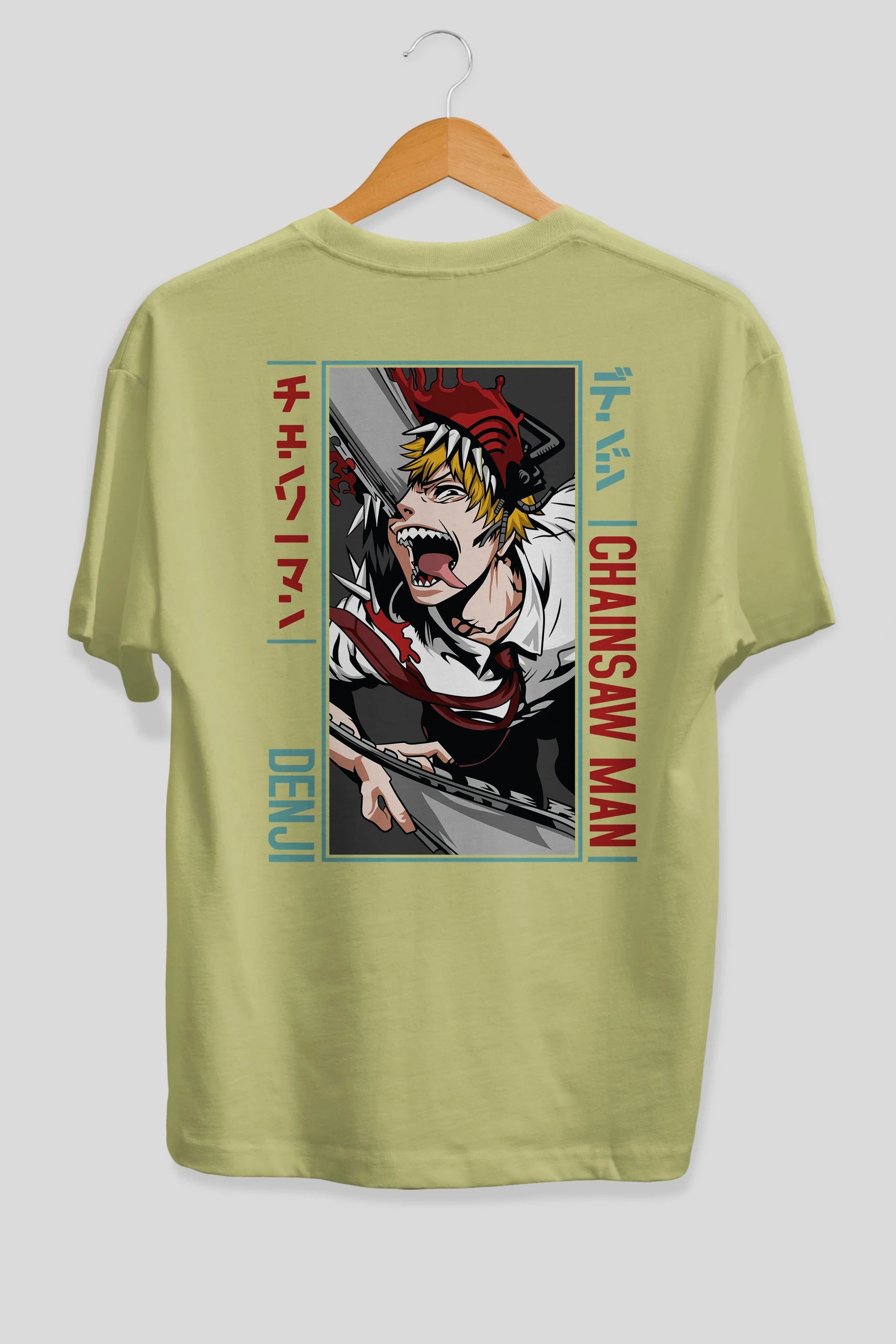 Denji Chainsaw Man Anime Arka Baskılı Oversize t-shirt Erkek Kadın Unisex