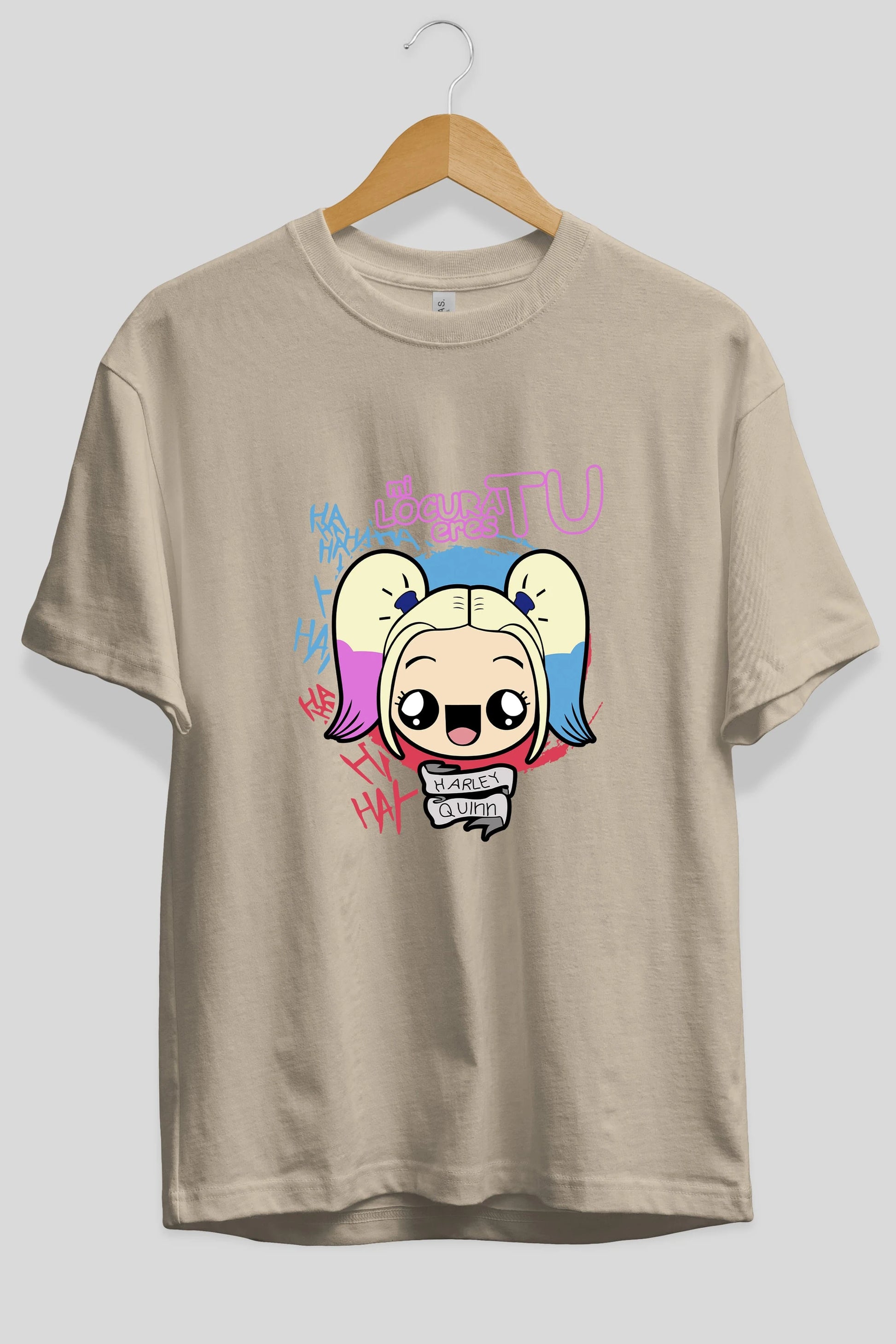 Harley Quinn Ön Baskılı Oversize t-shirt Erkek Kadın Unisex %100 Pamuk Bisiklet Yaka tişort