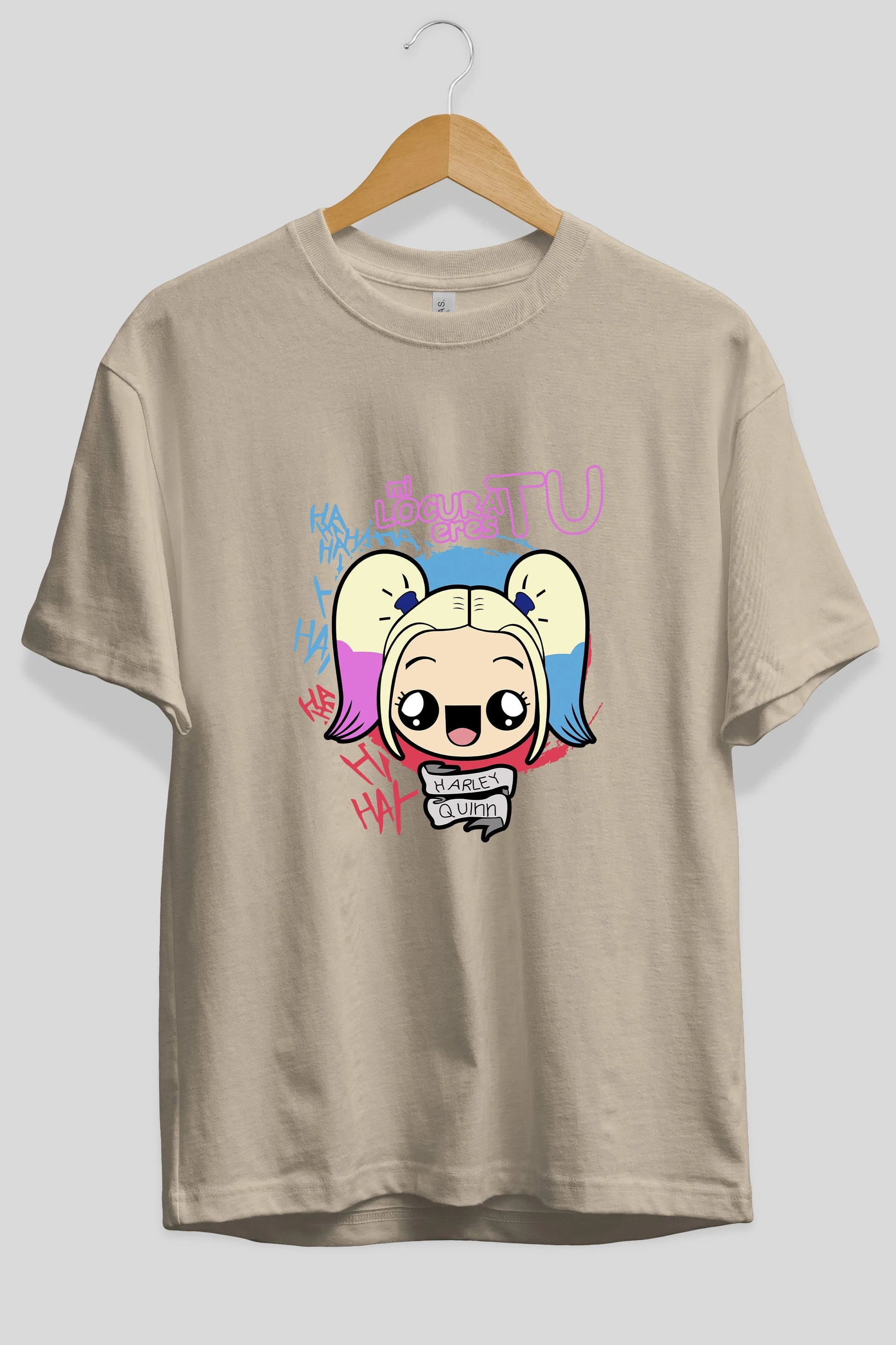 Harley Quinn Ön Baskılı Oversize t-shirt Erkek Kadın Unisex %100 Pamuk Bisiklet Yaka tişort