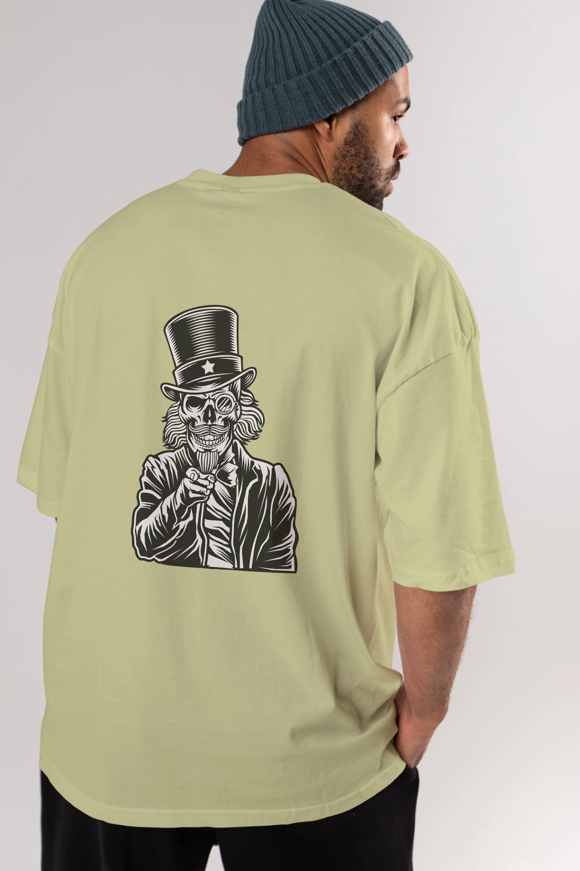 I Want You Skull Arka Baskılı Oversize t-shirt Erkek Kadın Unisex %100 Pamuk tişort