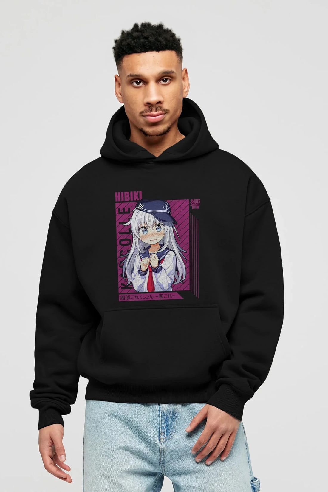 Hibiki 4 Anime Ön Baskılı Hoodie Oversize Kapüşonlu Sweatshirt Erkek Kadın Unisex