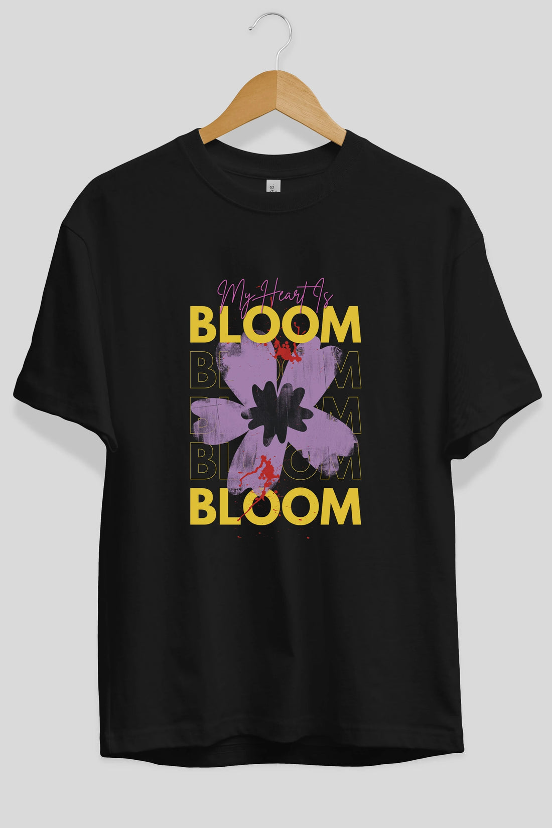 Bloom Yazılı Ön Baskılı Oversize t-shirt Erkek Kadın Unisex