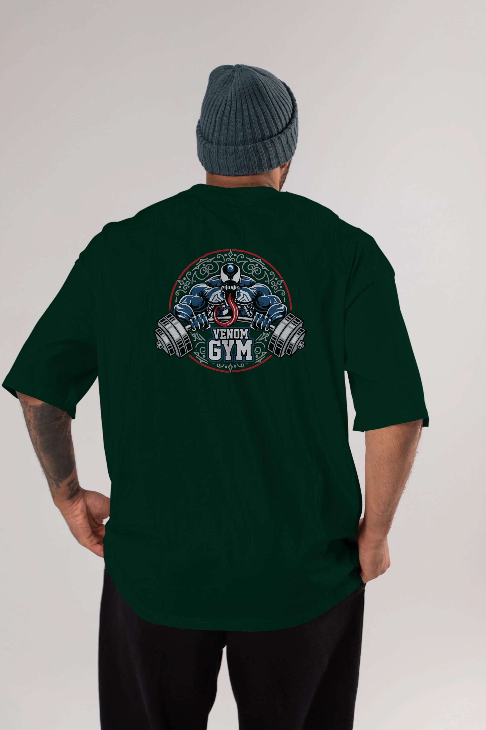 Venom GYM Arka Baskılı Oversize t-shirt Erkek Kadın Unisex %100 Pamuk Bisiklet Yaka tişort