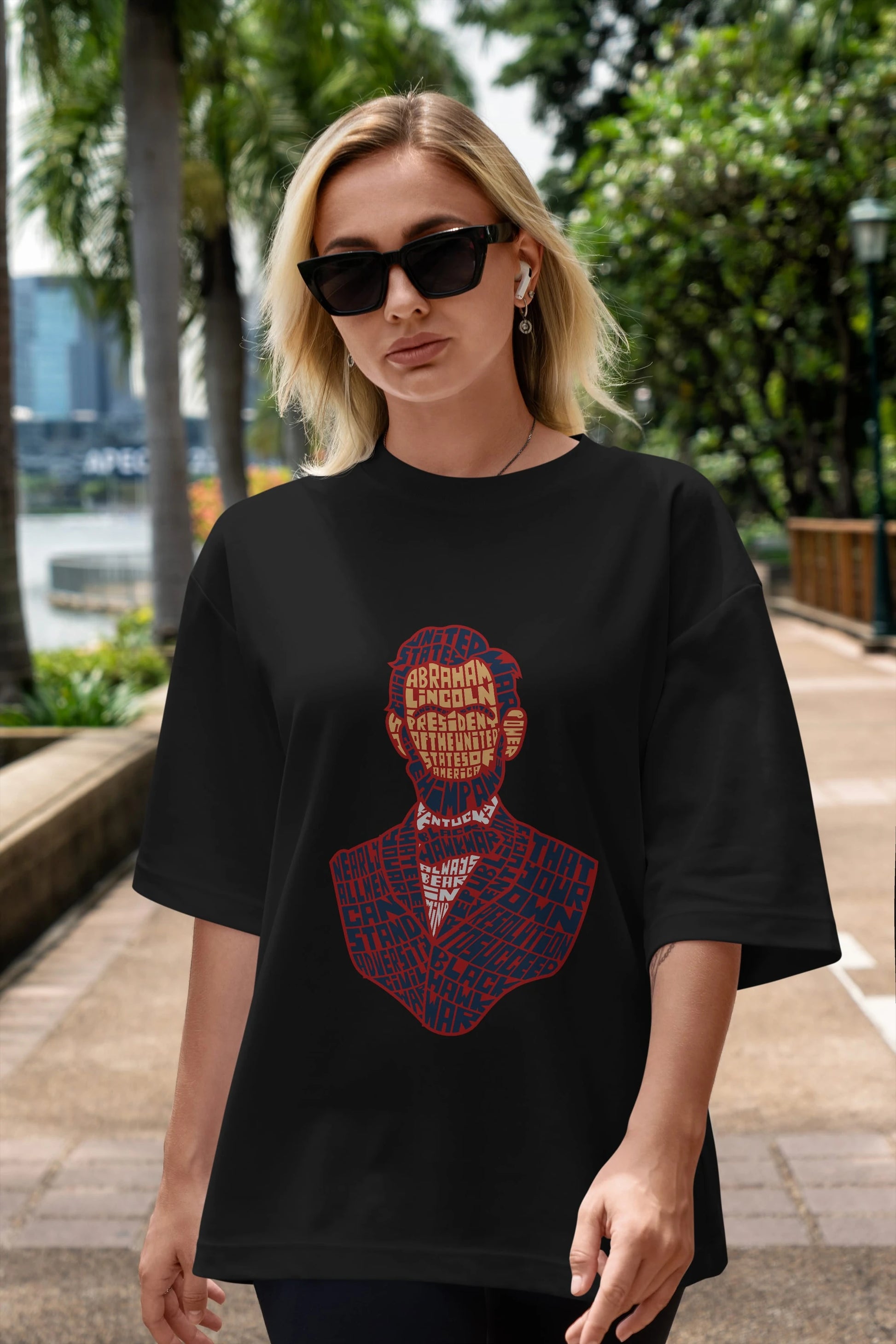 Abraham Lincoln Ön Baskılı Oversize t-shirt %100 pamuk Erkek Kadın Unisex