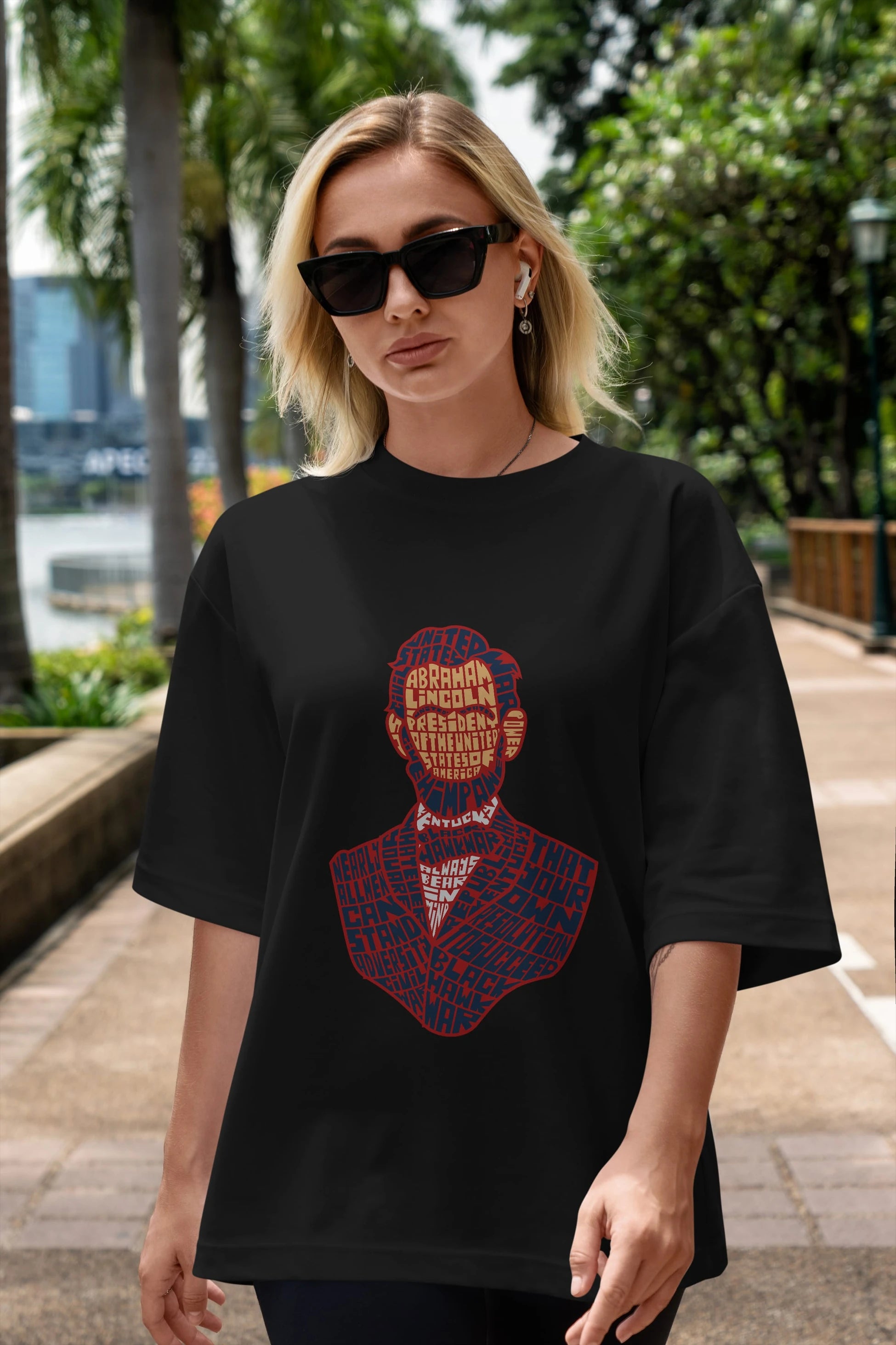 Abraham Lincoln Ön Baskılı Oversize t-shirt %100 pamuk Erkek Kadın Unisex