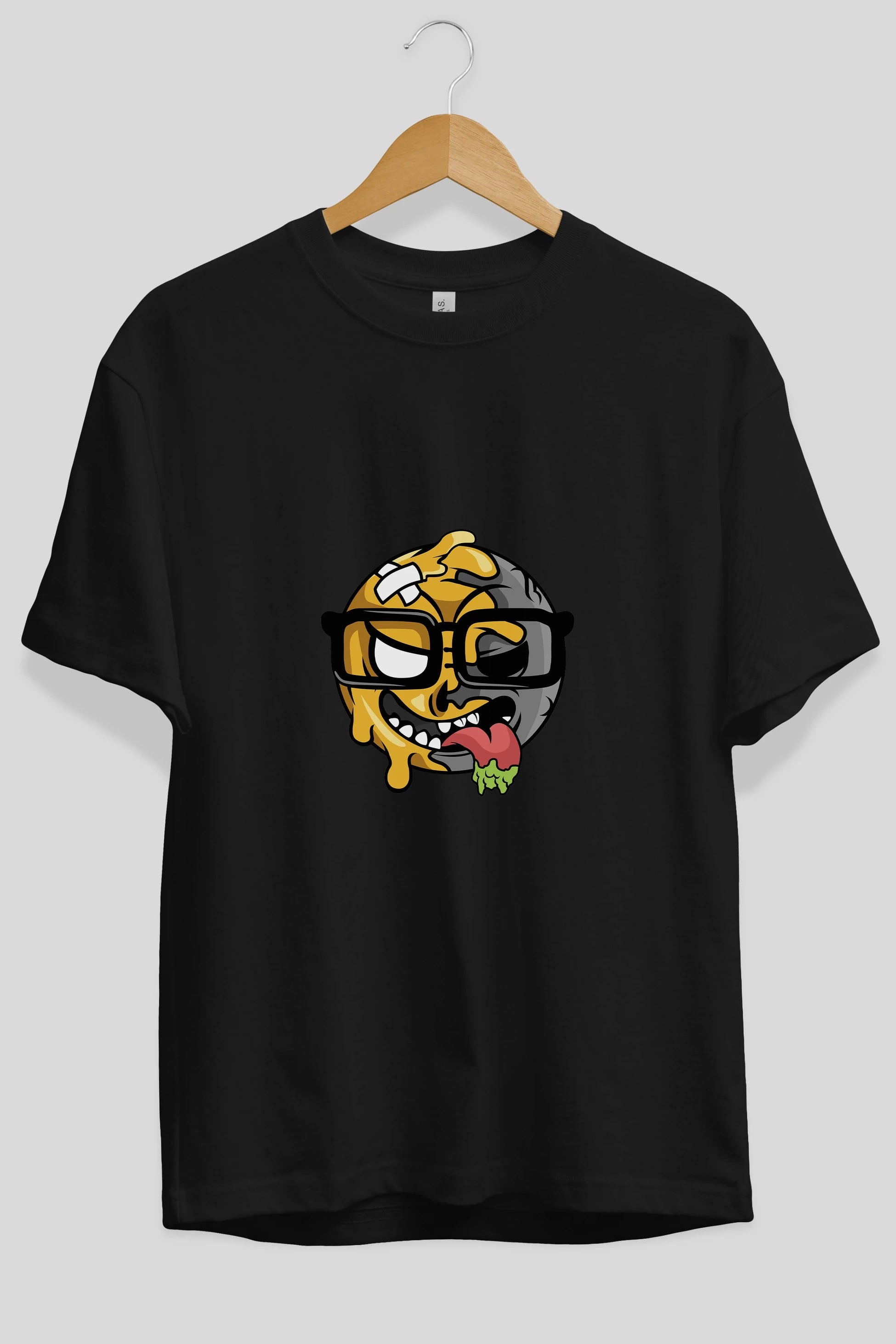 Smiley Nerd Ön Baskılı Oversize t-shirt Erkek Kadın Unisex %100 Pamuk tişort