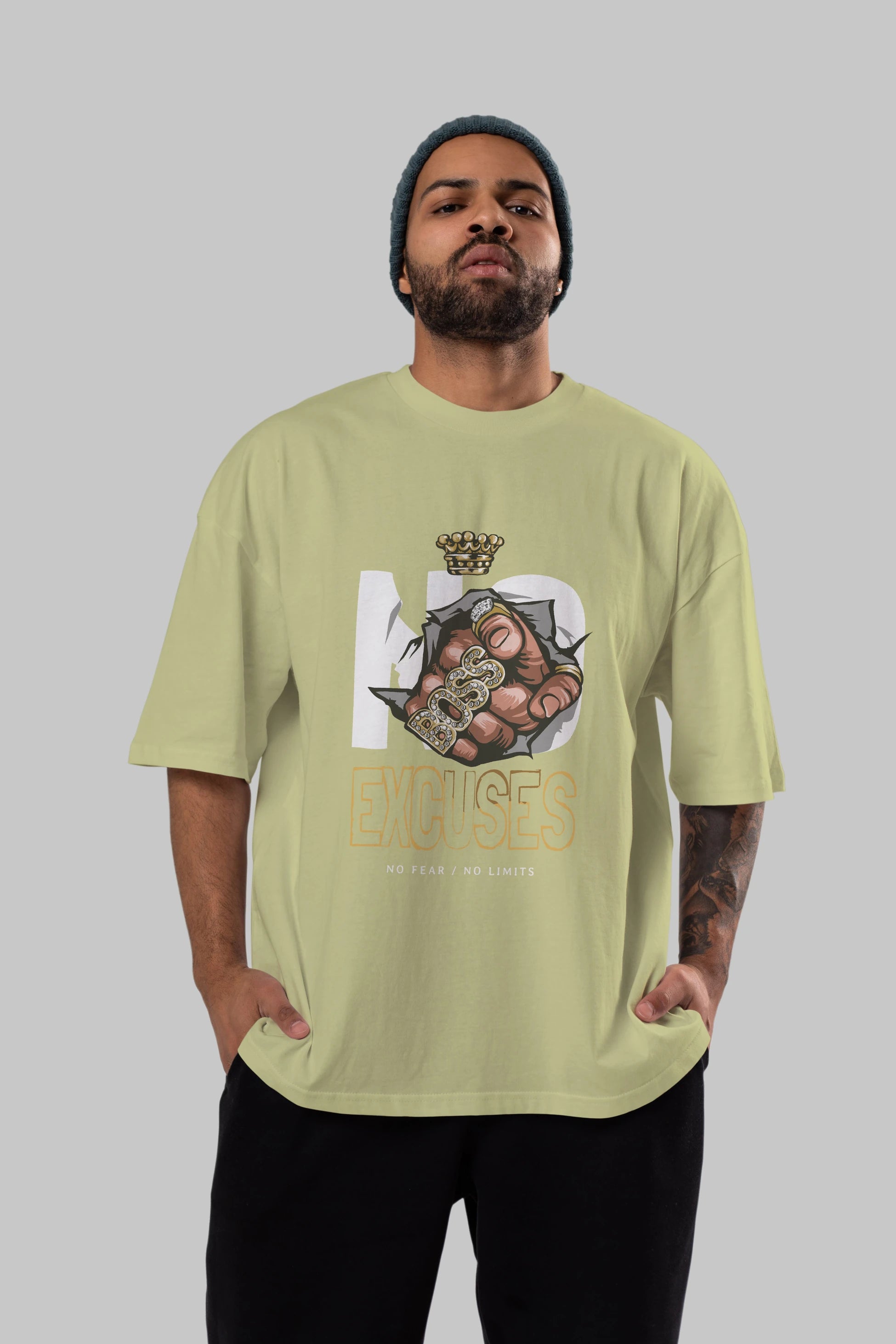 No Excuses Ön Baskılı Oversize t-shirt Erkek Kadın Unisex