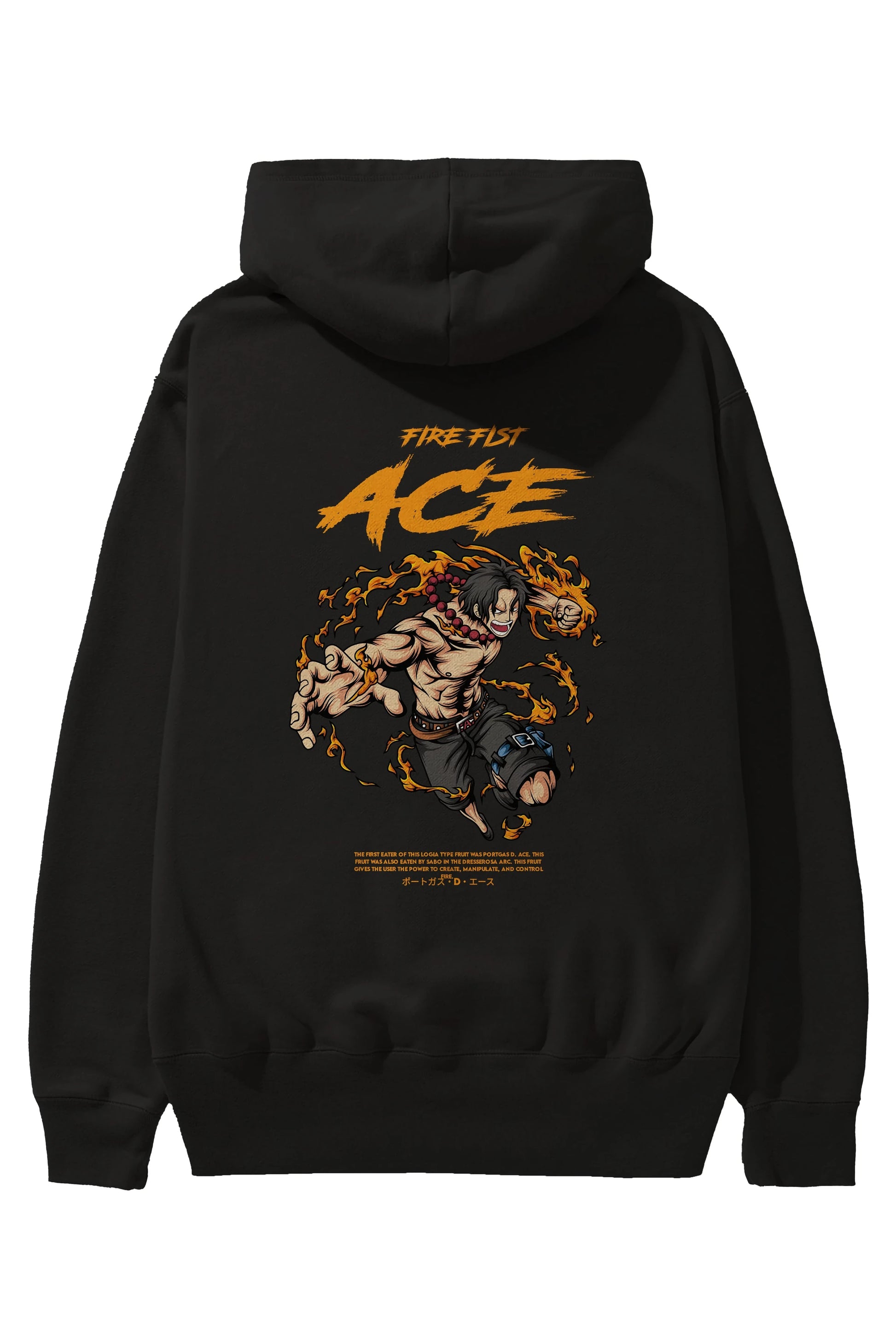 Fire Fist Ace Anime Arka Baskılı Hoodie Oversize Kapüşonlu Sweatshirt Erkek Kadın Unisex