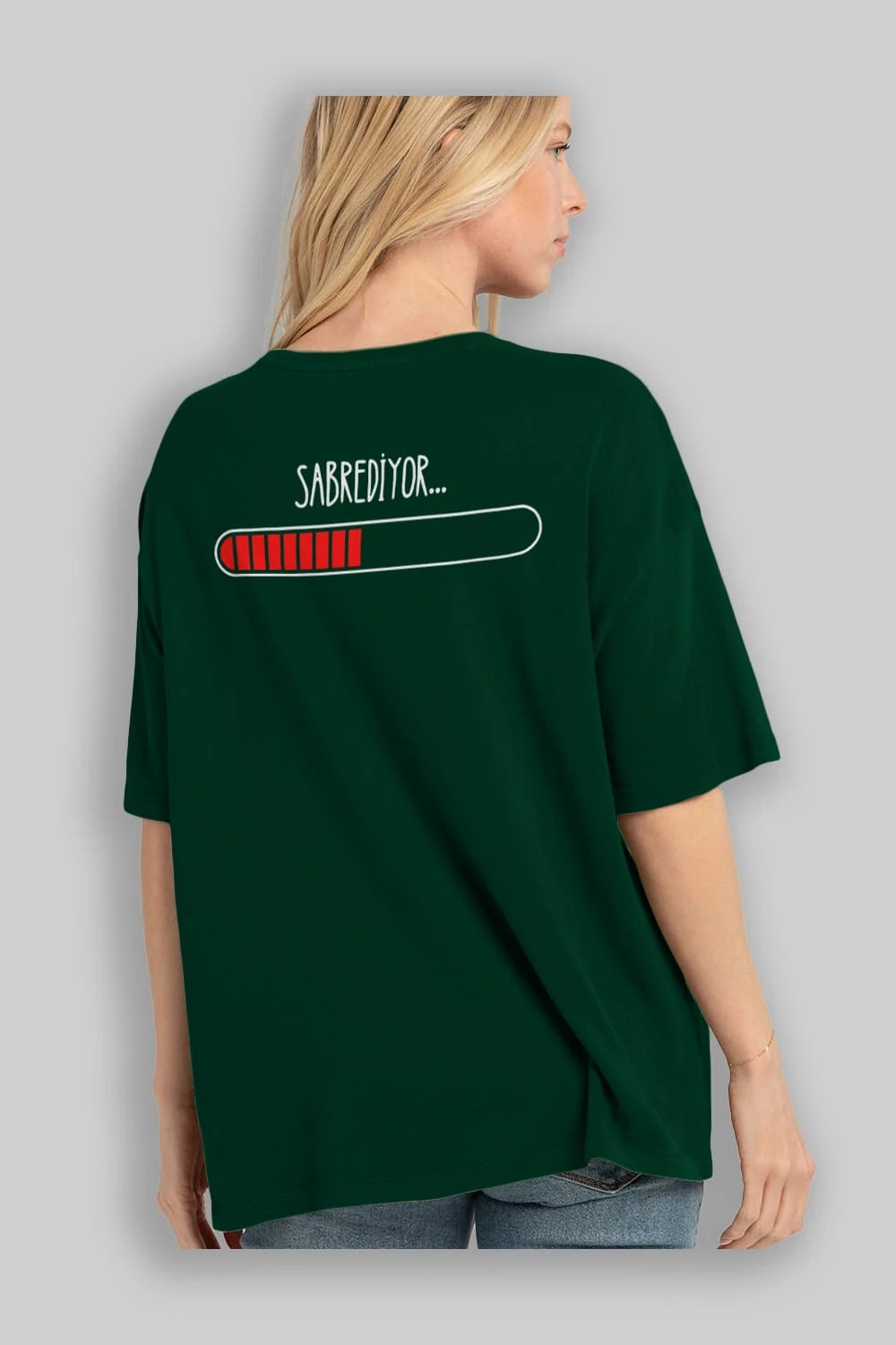 Sabrediyor Yazılı Arka Baskılı Oversize t-shirt Erkek Kadın Unisex