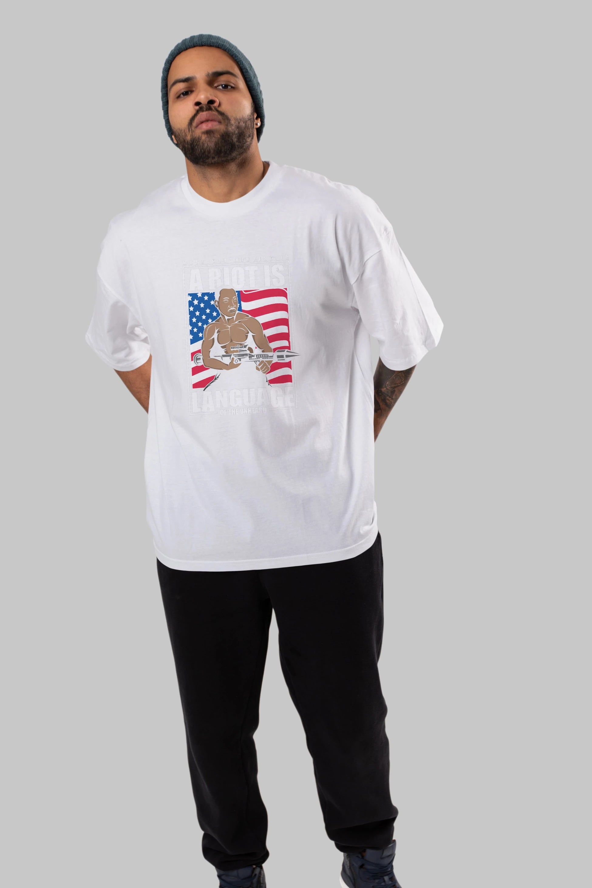 Luther King Jr Rambo Ön Baskılı Oversize t-shirt Erkek Kadın Unisex %100 Pamuk tişort