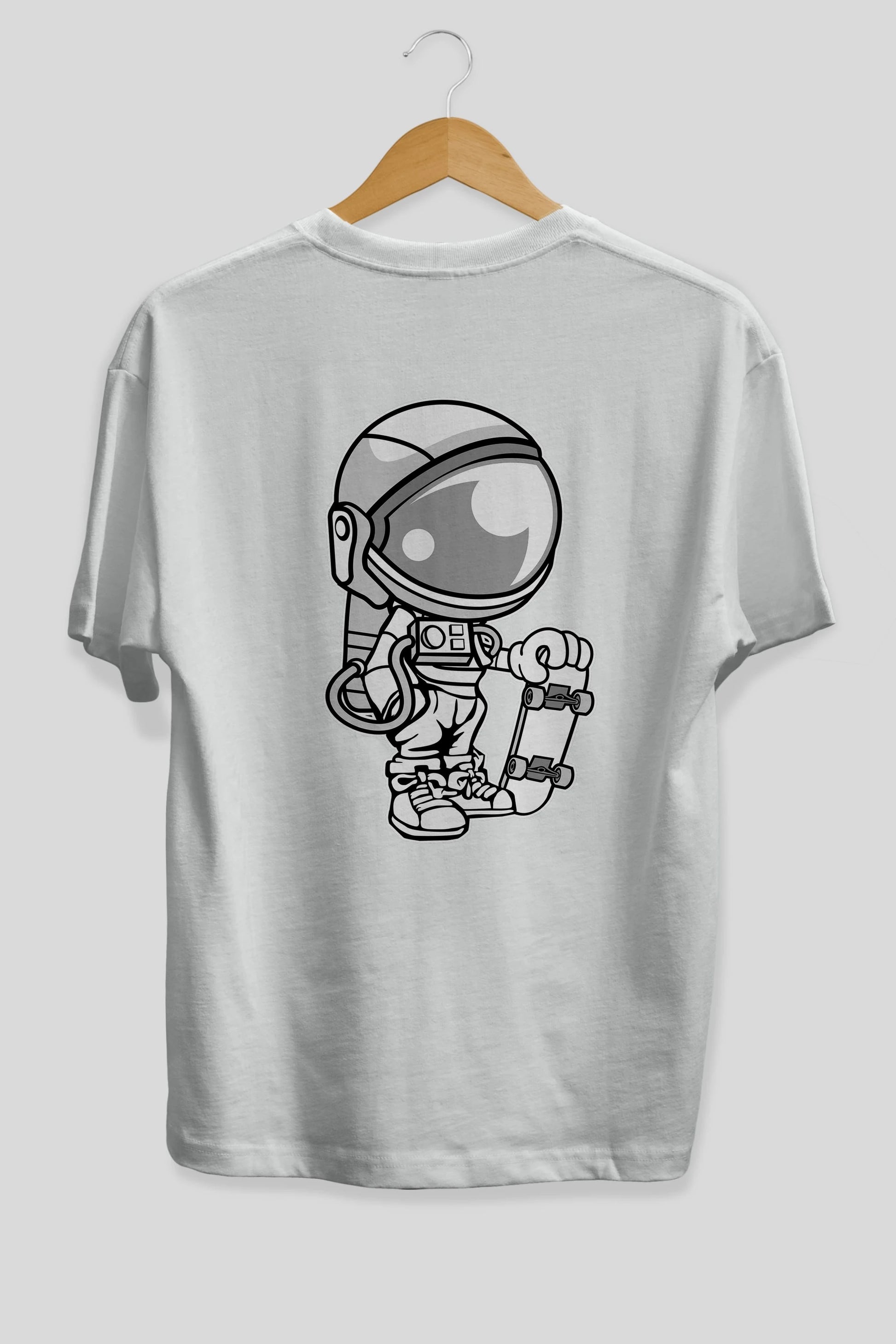 Astronaut Skaterboy Arka Baskılı Oversize t-shirt Erkek Kadın Unisex %100 Pamuk tişort