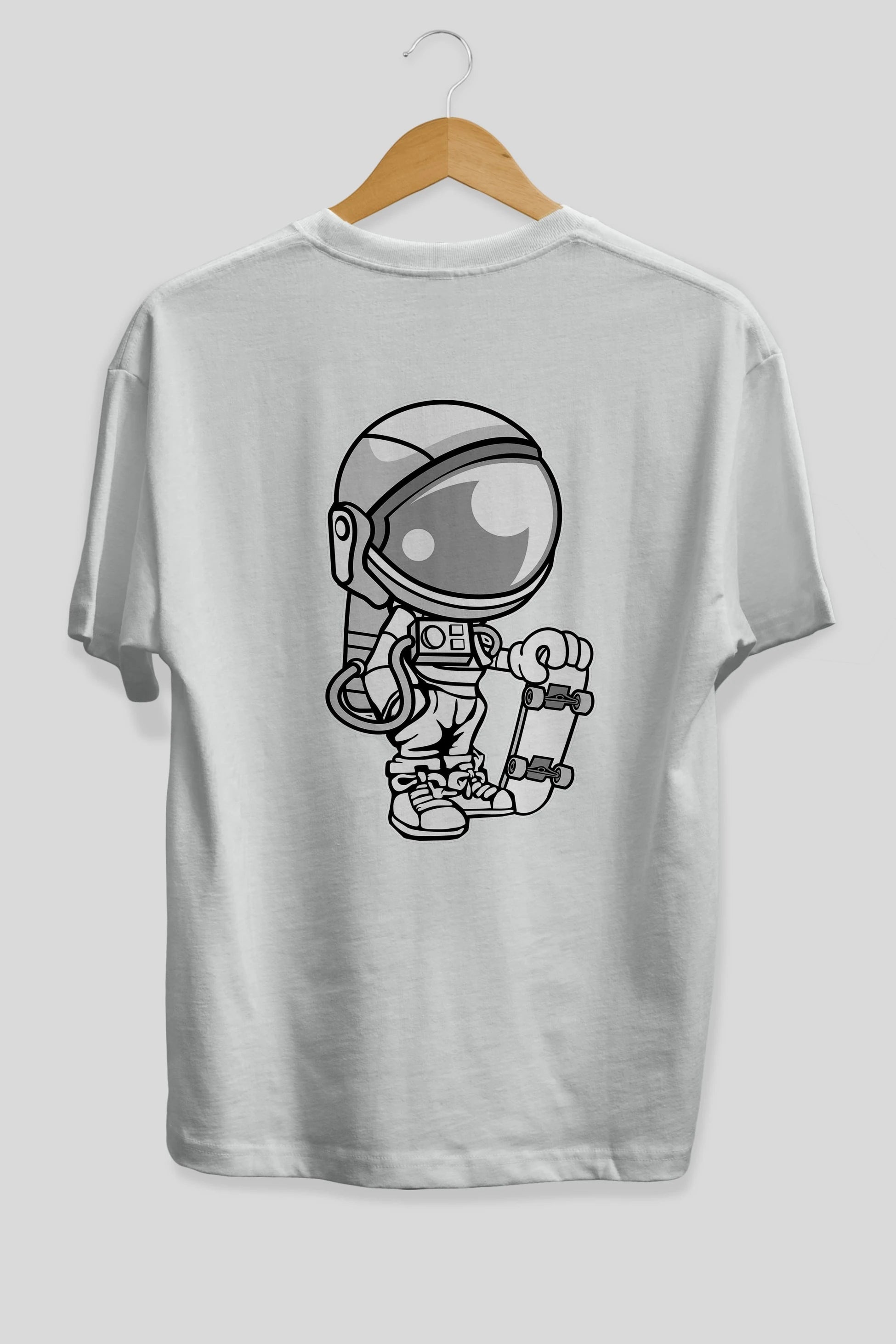 Astronaut Skaterboy Arka Baskılı Oversize t-shirt Erkek Kadın Unisex %100 Pamuk tişort