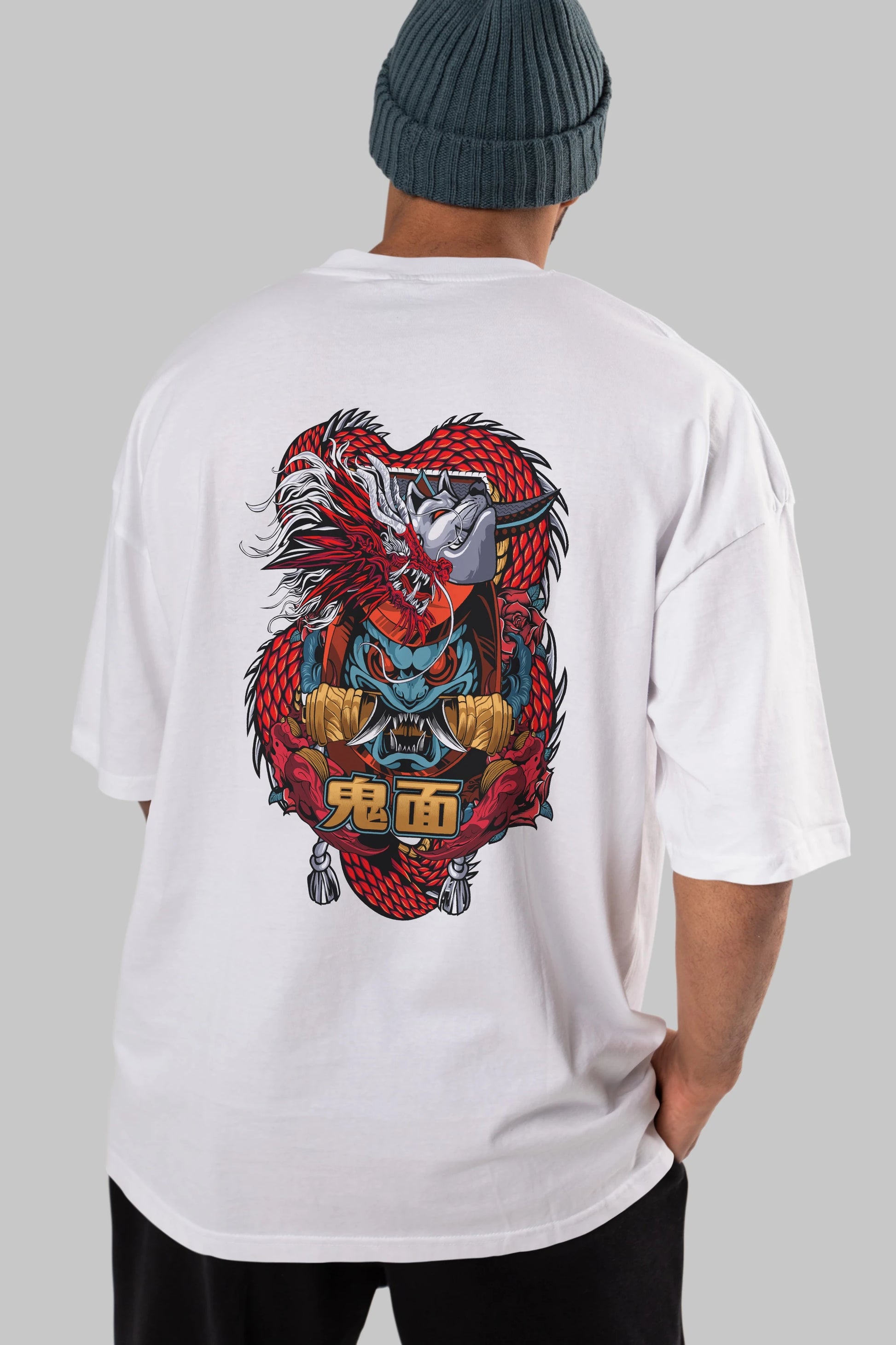 TRIBAL Anime Arka Baskılı Oversize t-shirt Erkek Kadın Unisex