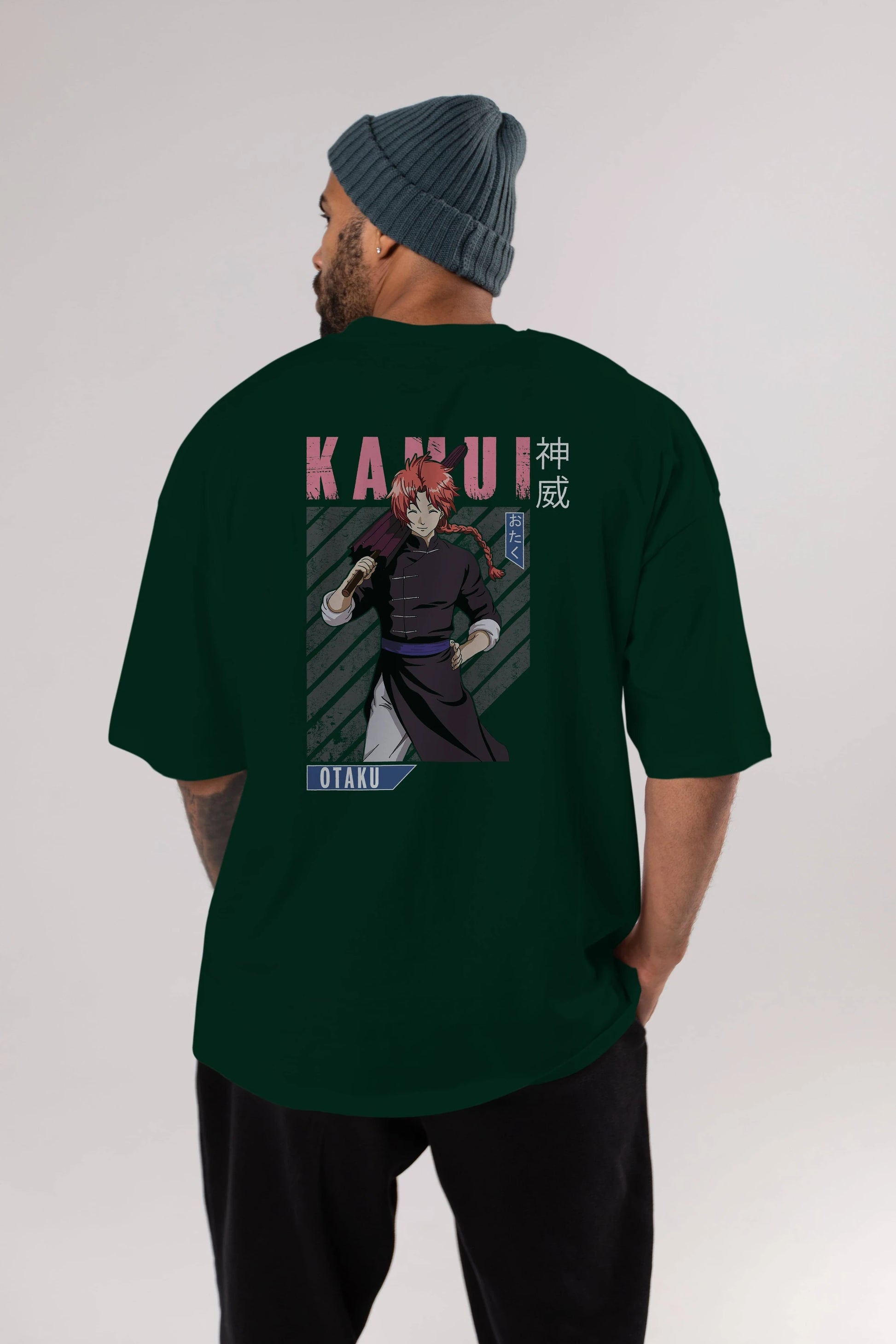 Kamui GINTAMA 1 Anime Arka Baskılı Oversize t-shirt Erkek Kadın Unisex