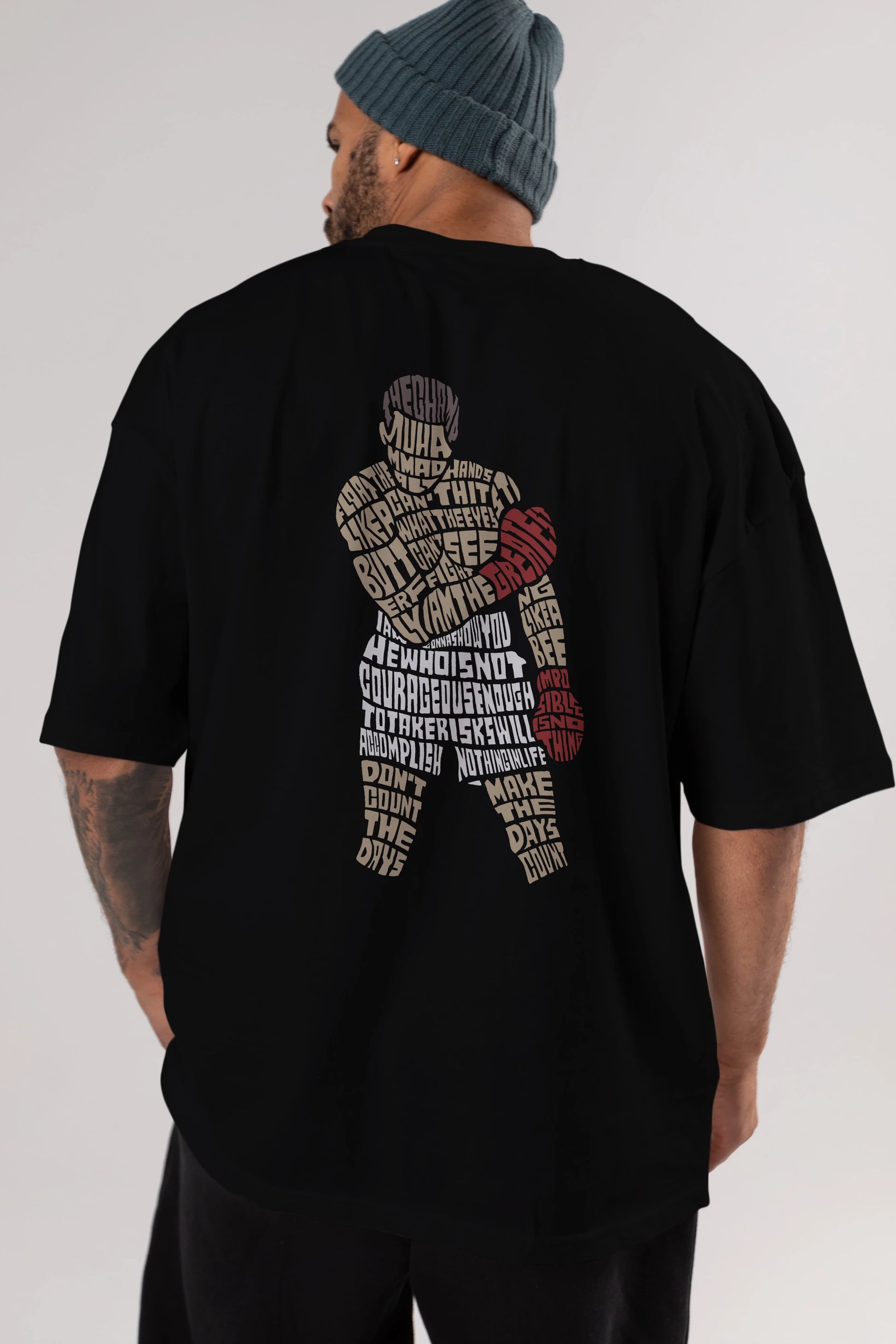 The Champ Muhammad Ali Arka Baskılı Oversize t-shirt %100 pamuk Erkek Kadın Unisex
