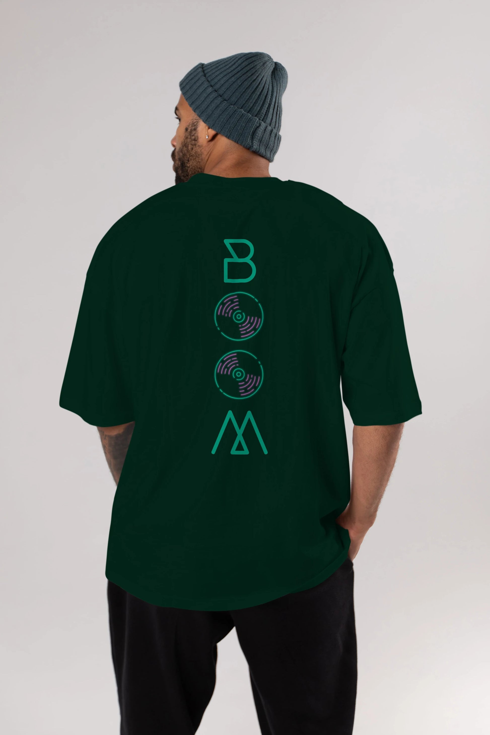 Boom Arka Baskılı Oversize t-shirt Erkek Kadın Unisex