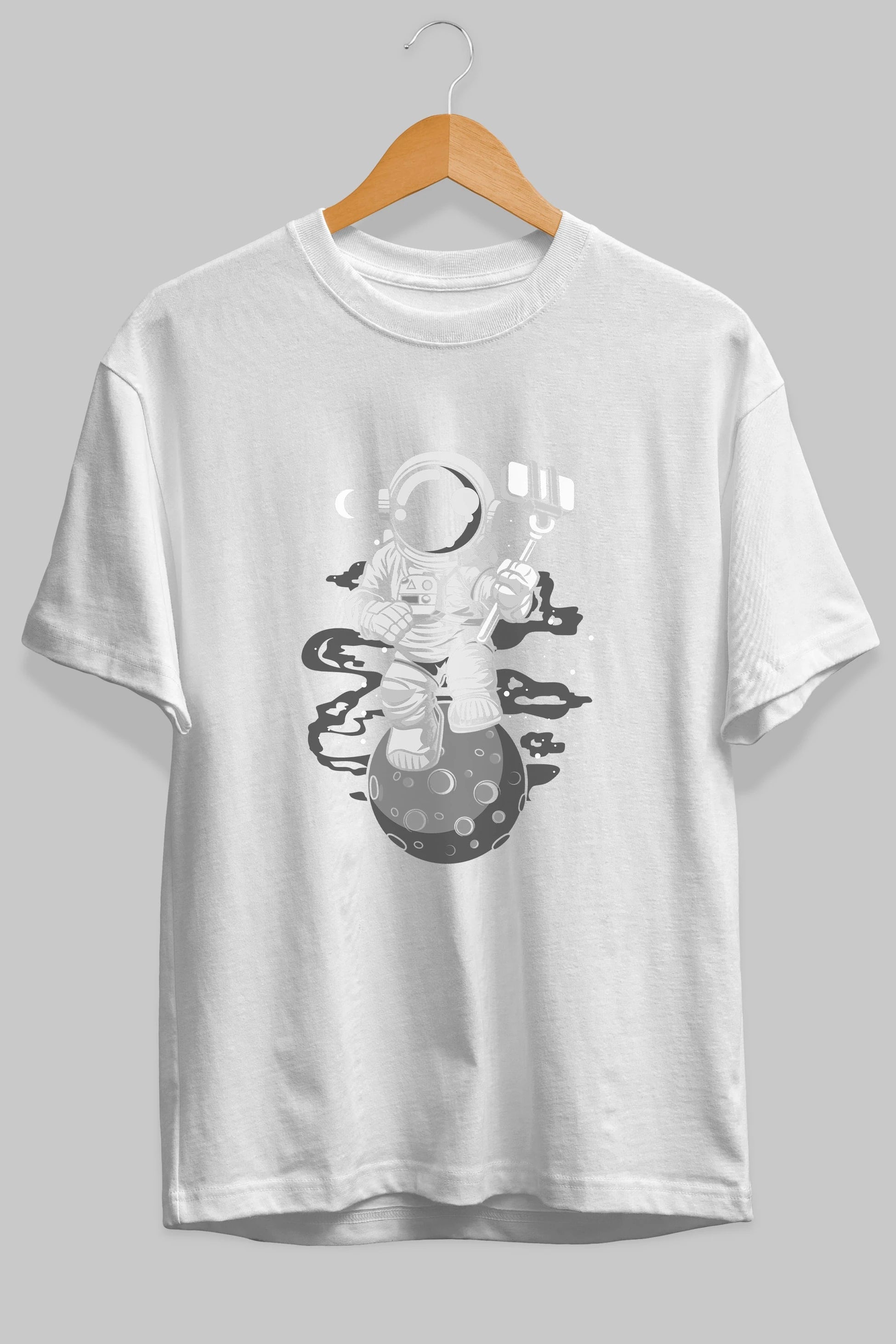 Astronaut Selfie Ön Baskılı Oversize t-shirt Erkek Kadın Unisex
