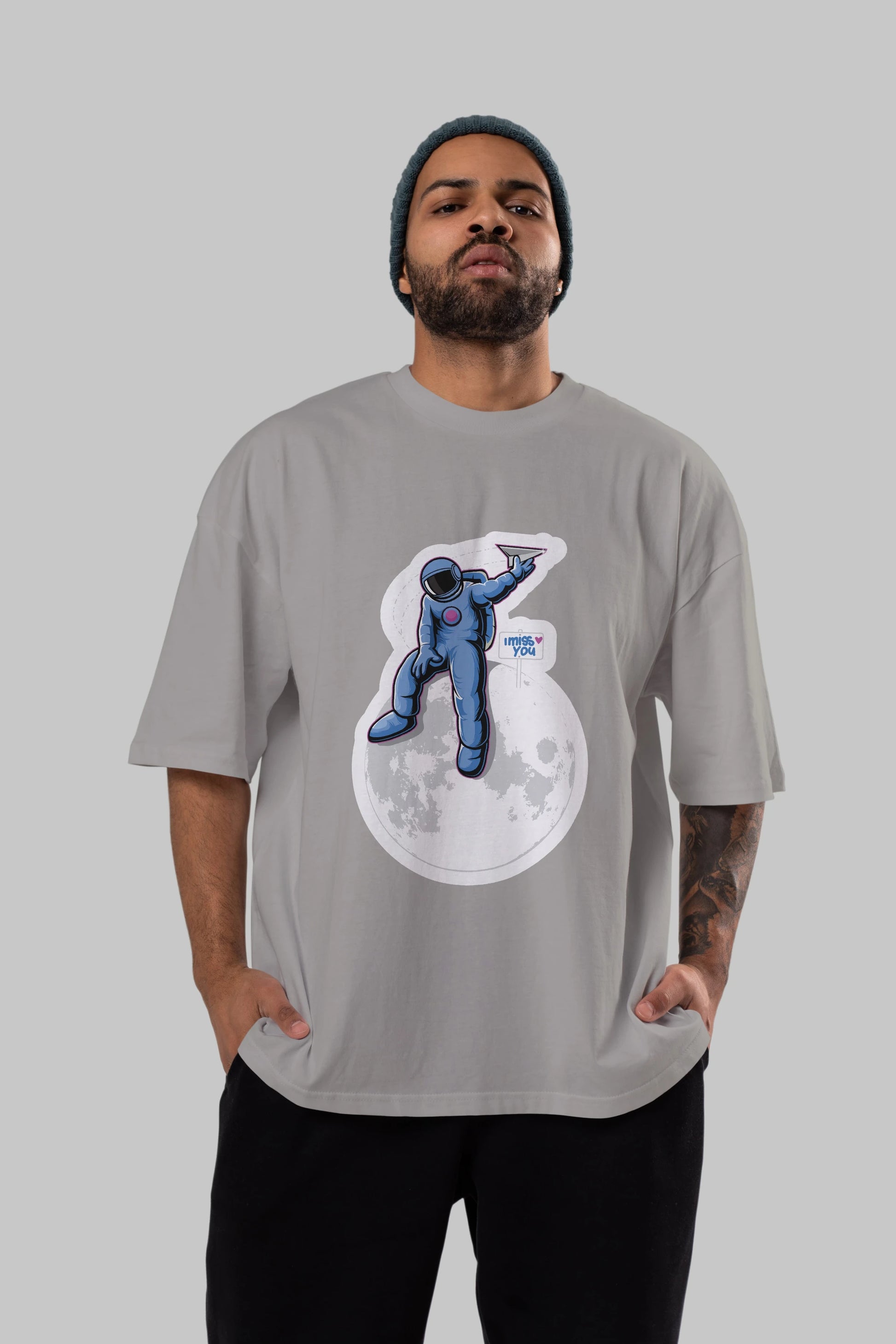 Astro Missing Earth Sticker Ön Baskılı Oversize t-shirt Erkek Kadın Unisex