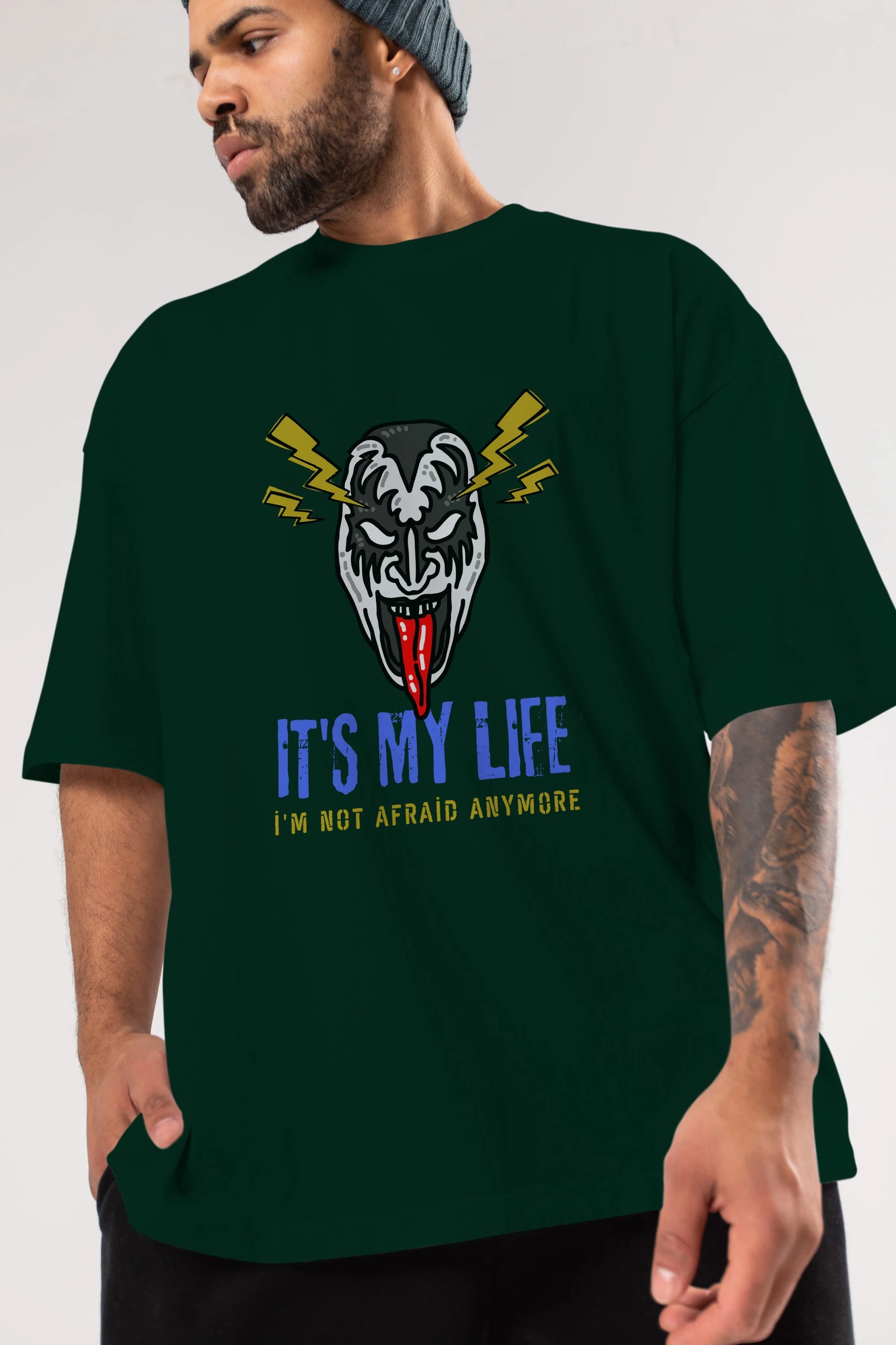 Its My Life Yazılı Ön Baskılı Oversize t-shirt Erkek Kadın Unisex