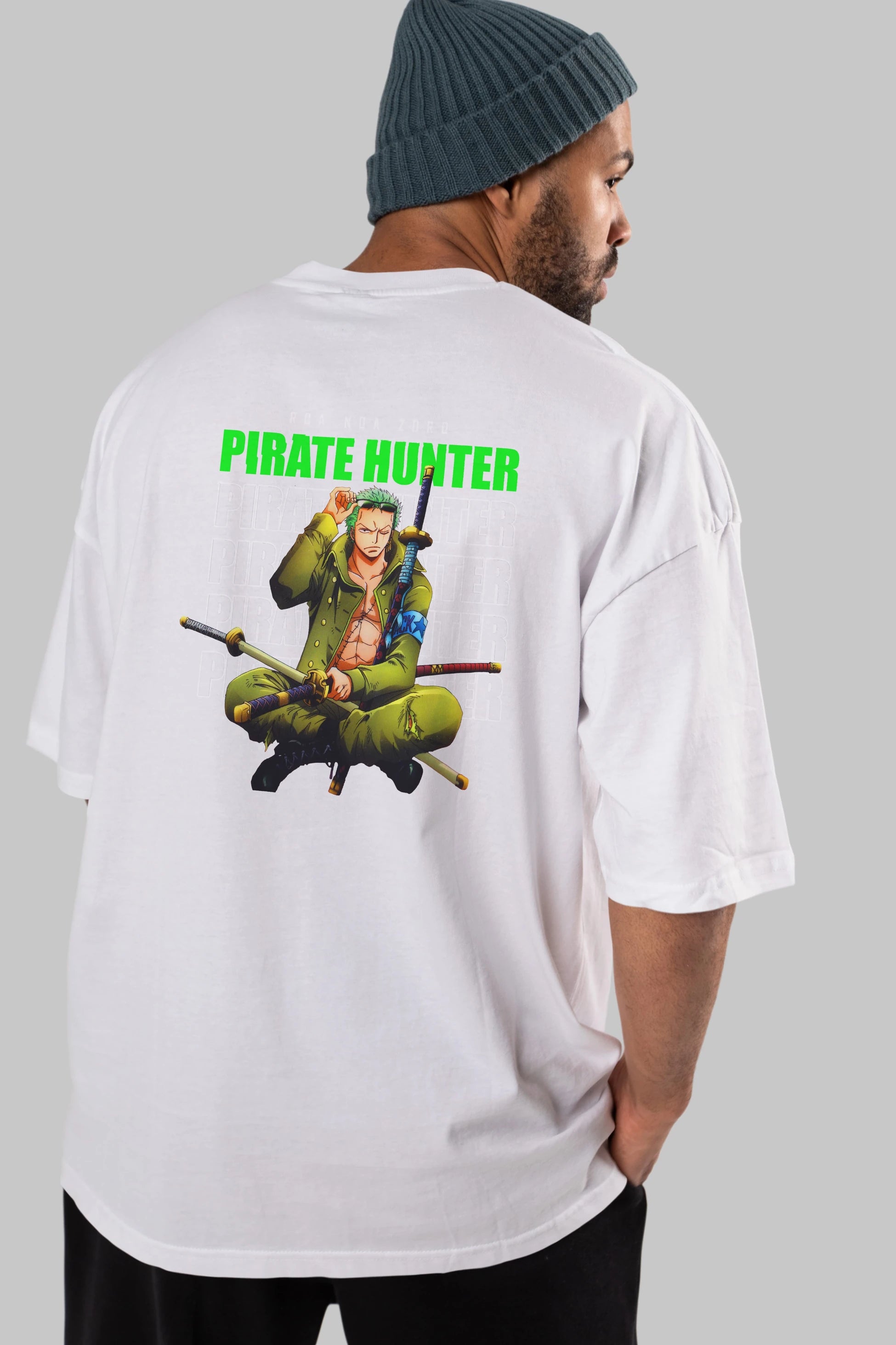 Roronoa Zoro 4 Anime Arka Baskılı Oversize t-shirt Erkek Kadın Unisex %100 pamuk tişort