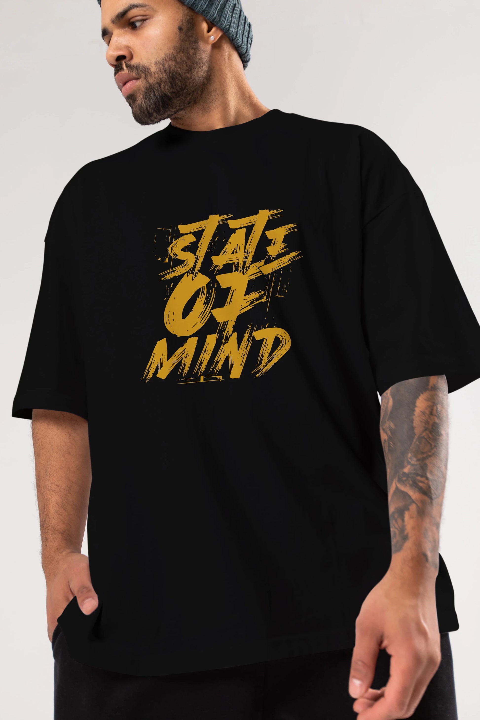 State on Mind Ön Baskılı Oversize t-shirt Erkek Kadın Unisex
