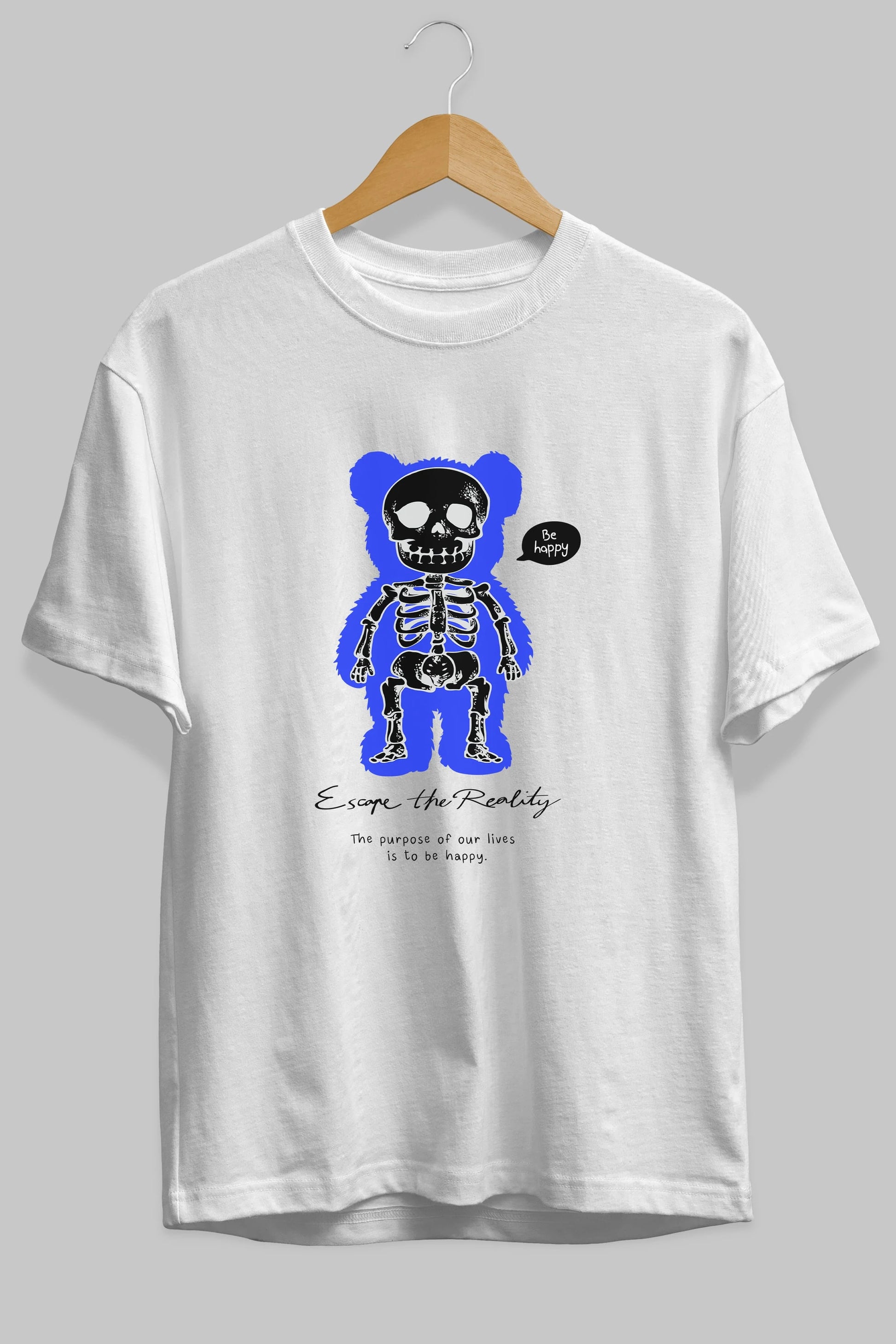 Be Happy Bear Ön Baskılı Oversize t-shirt Erkek Kadın Unisex