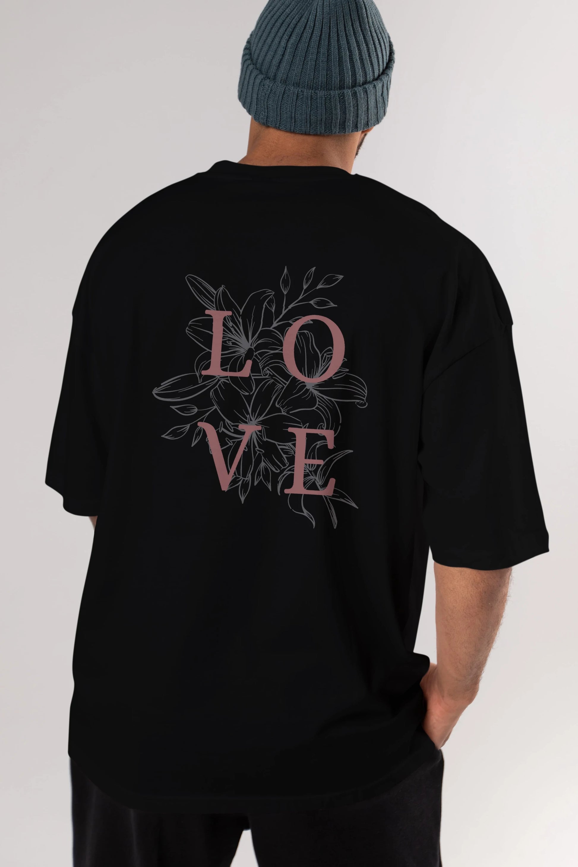 Love Yazılı Arka Baskılı Oversize t-shirt Erkek Kadın Unisex