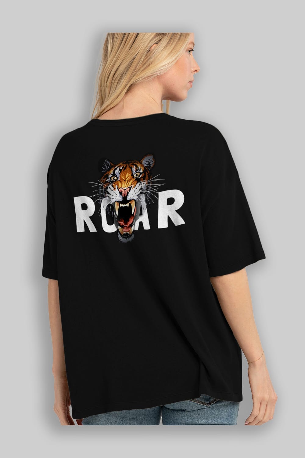 Teddy Bear Roar Arka Baskılı Oversize t-shirt Erkek Kadın Unisex %100 Pamuk
