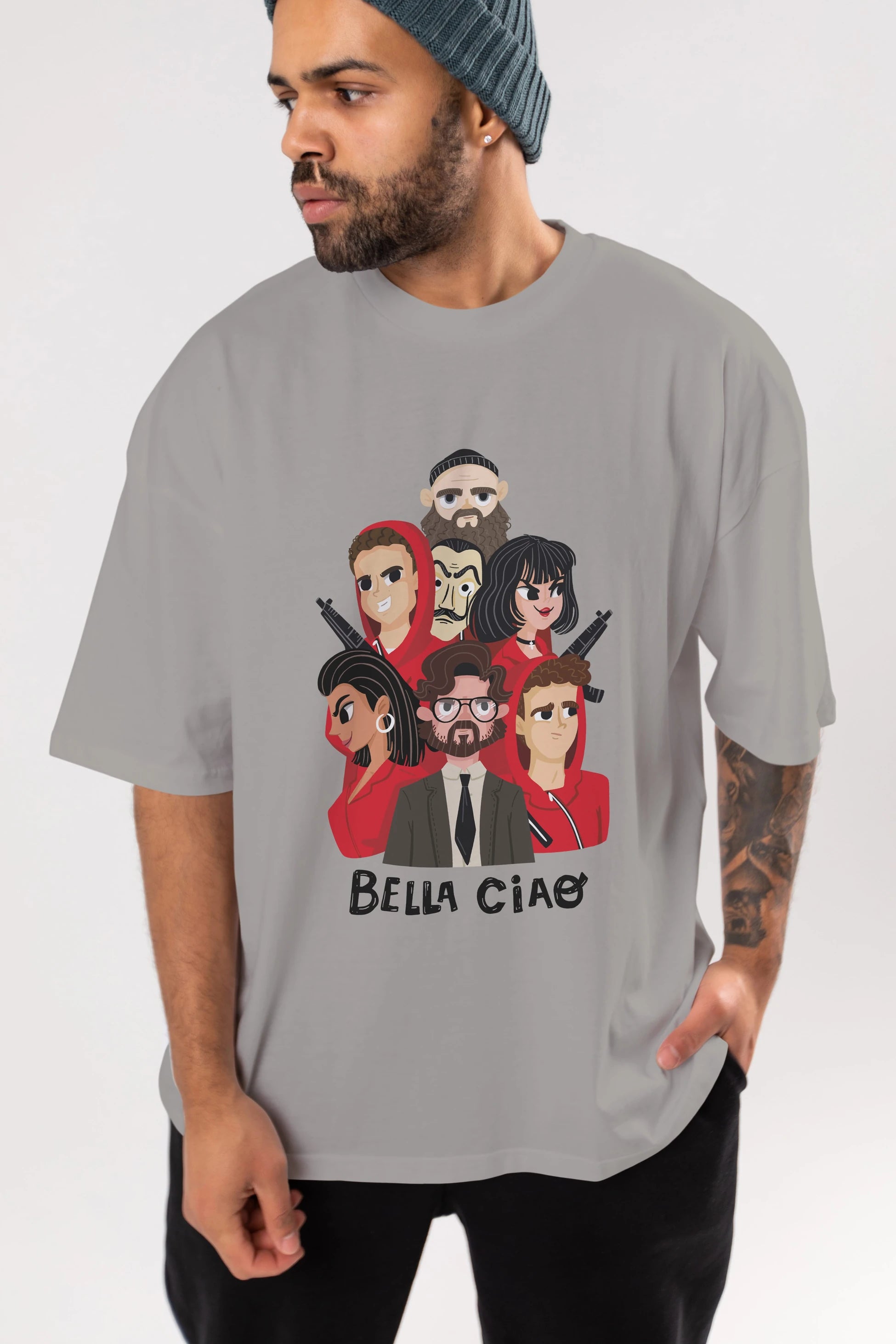 La Casa De Papel (13) Ön Baskılı Oversize t-shirt Erkek Kadın Unisex %100 Pamuk Bisiklet Yaka tişort