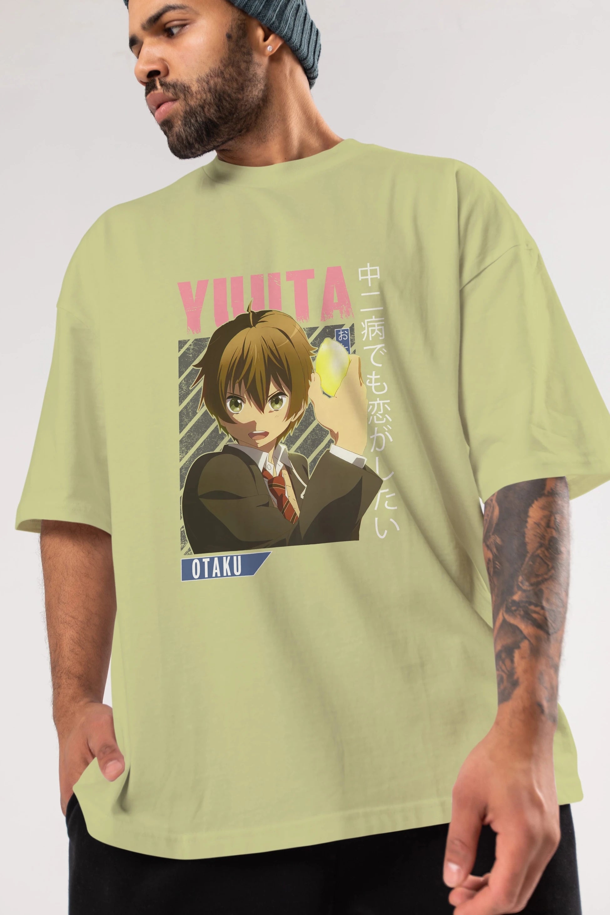 Yuuta Togashi 2 Anime Ön Baskılı Oversize t-shirt %100 pamuk Erkek Kadın Unisex