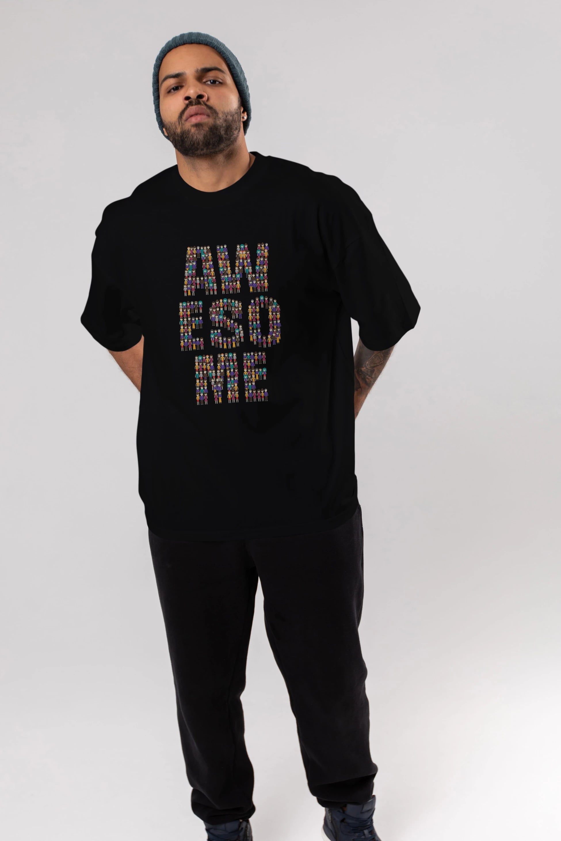 Awesome Ön Baskılı Oversize t-shirt %100 pamuk Erkek Kadın Unisex